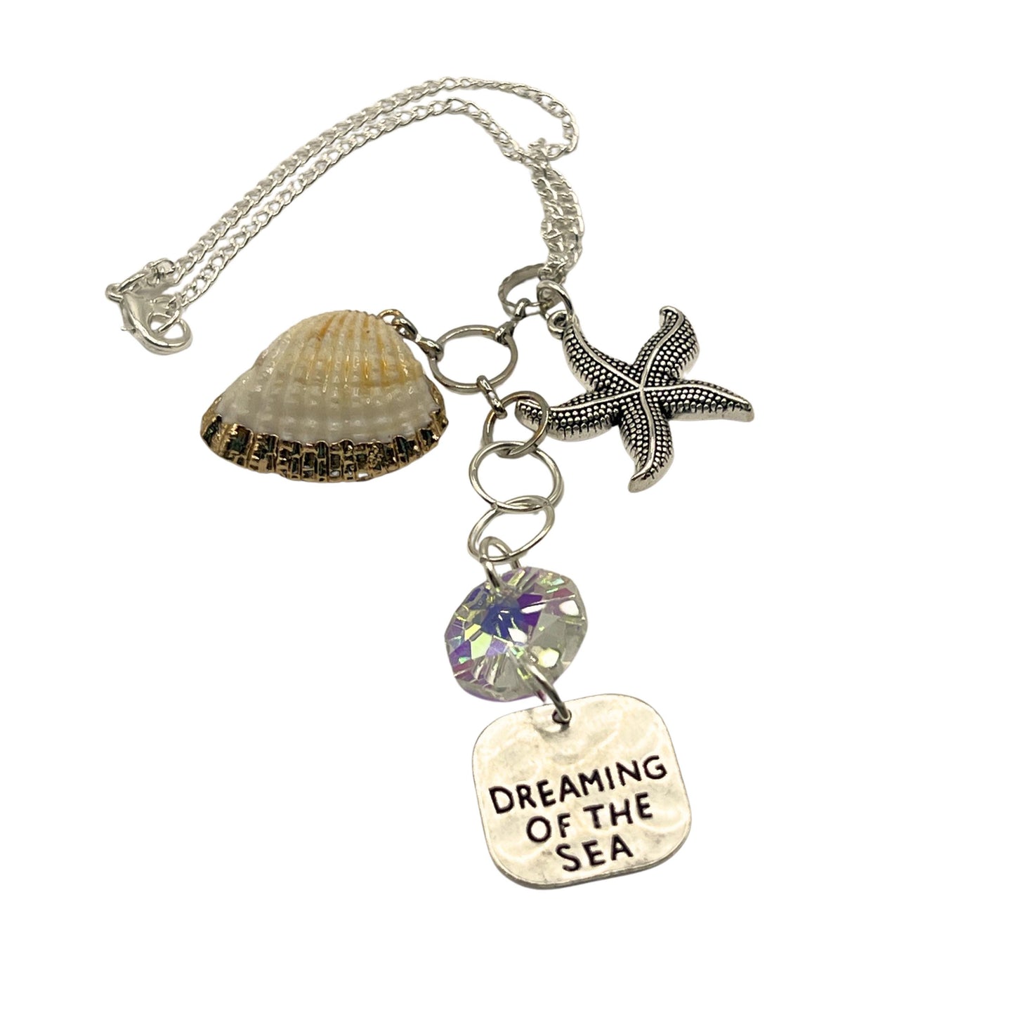Sea Shell Rearview Mirror Charm, Starfish Beach Quote Suncatcher