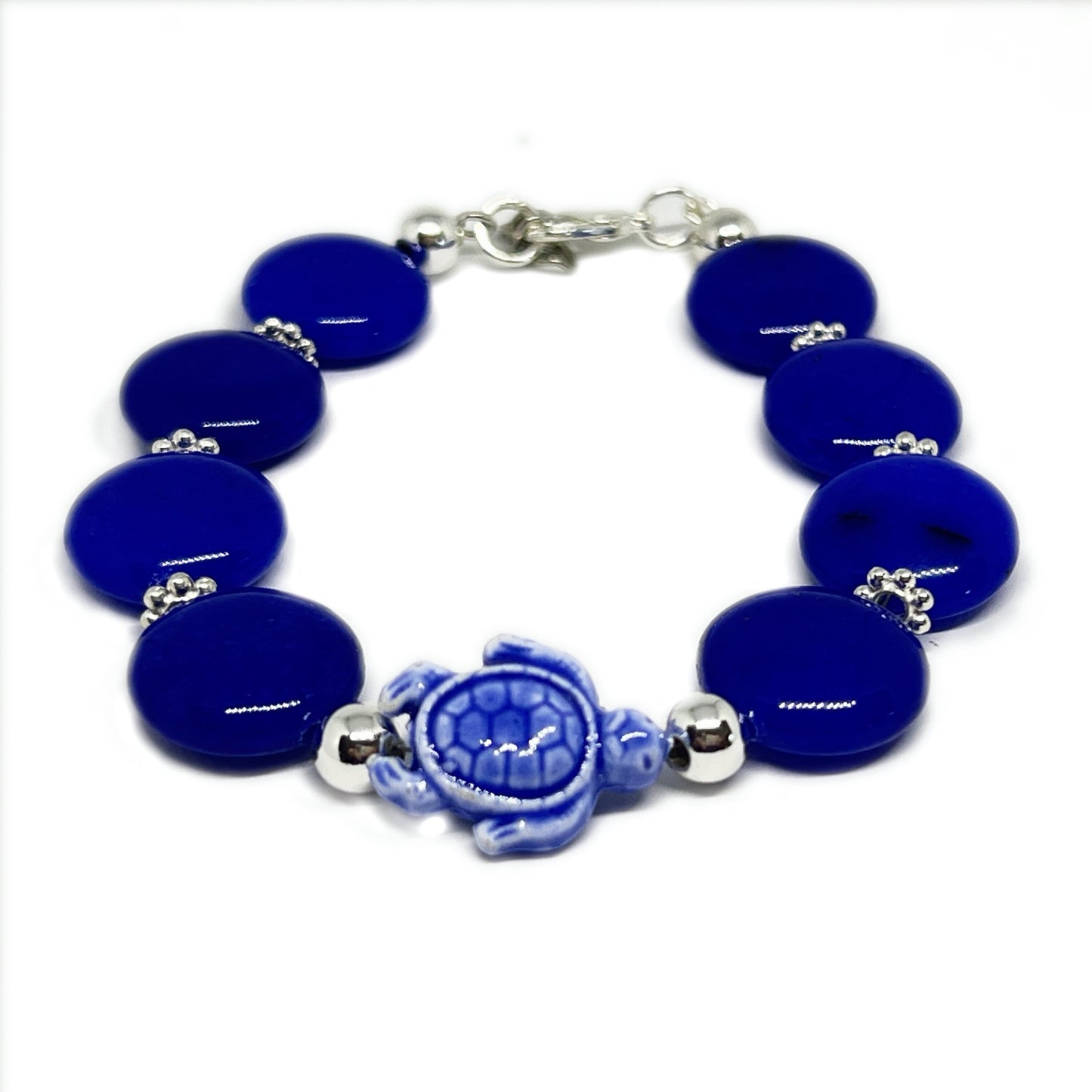 Stone Charm Bracelet: Lapis Lazuli Turtle - Ocean Inspired Jewelry