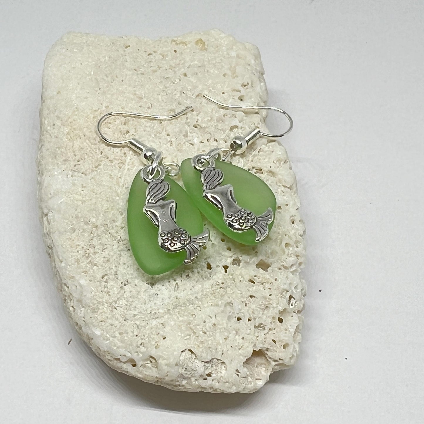 Mermaid & Sea Glass Earrings – Dainty Coastal Beach Jewelry, Bridesmaid & Ocean Gift for Her