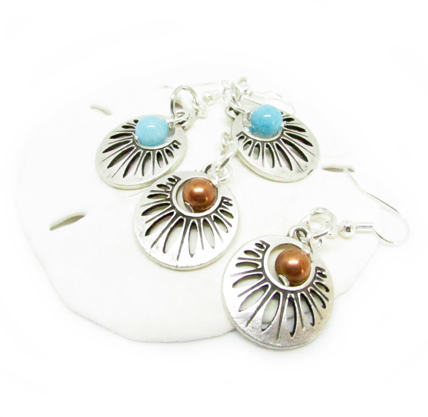 Boho Circle Dangle Earrings – Retro 70s Hippie Style, Lightweight Handmade Gift for Her