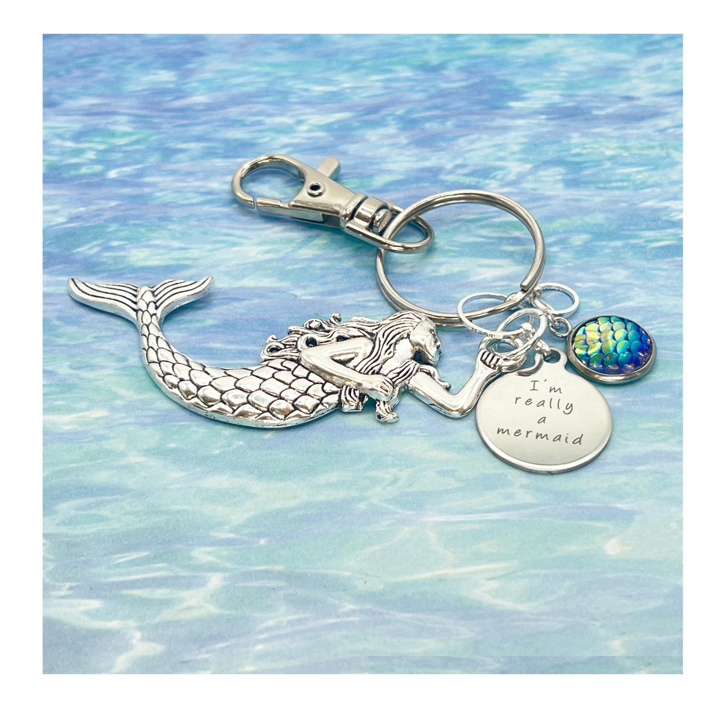 Mermaid Keychain – I'm Really a Mermaid Quote Purse Charm, Fun Beach Themed Gift for Her