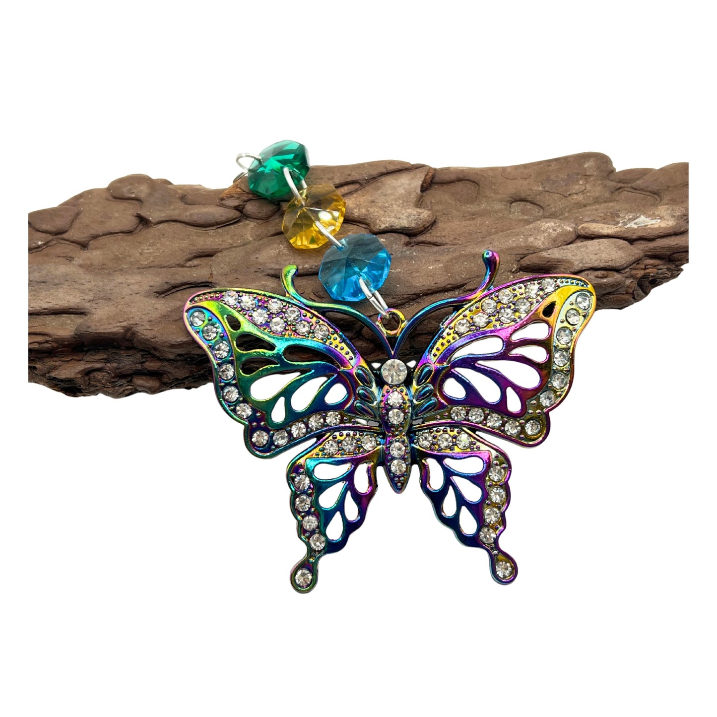 Crystal Butterfly Sun Catcher – Sparkling Rear View Mirror Car Charm, Handmade Gift for Her