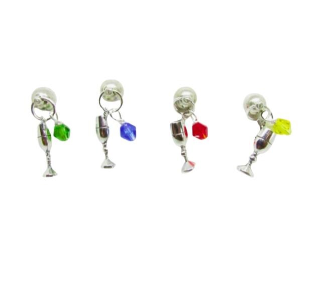 Magnetic Wine Glass Charms – Crystal Bead Drink Markers for Stemless Glassware, Handmade Set of 4