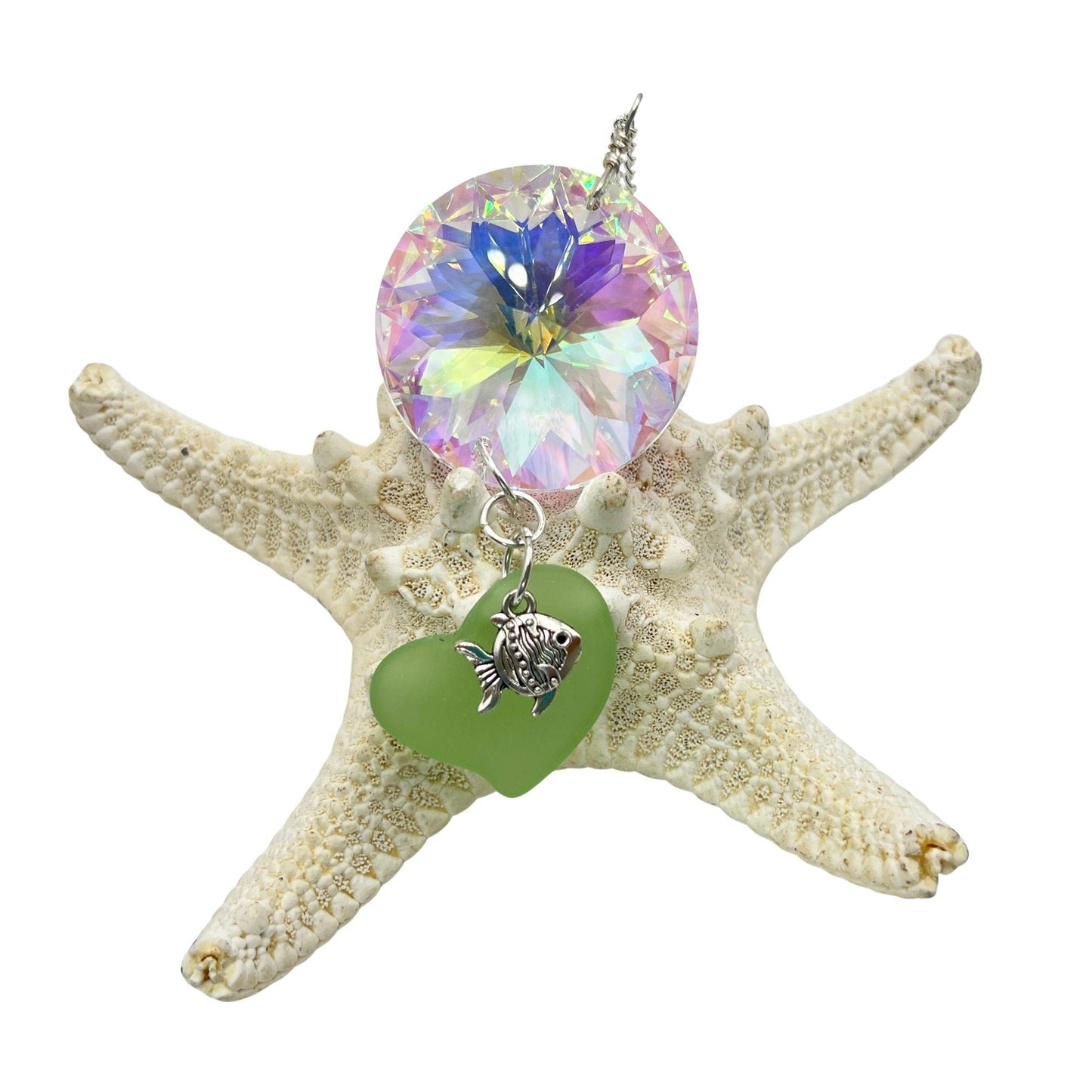 Crystal Prism Window Suncatcher – Starfish or Fish Charm, Rainbow Light Coastal Home Decor