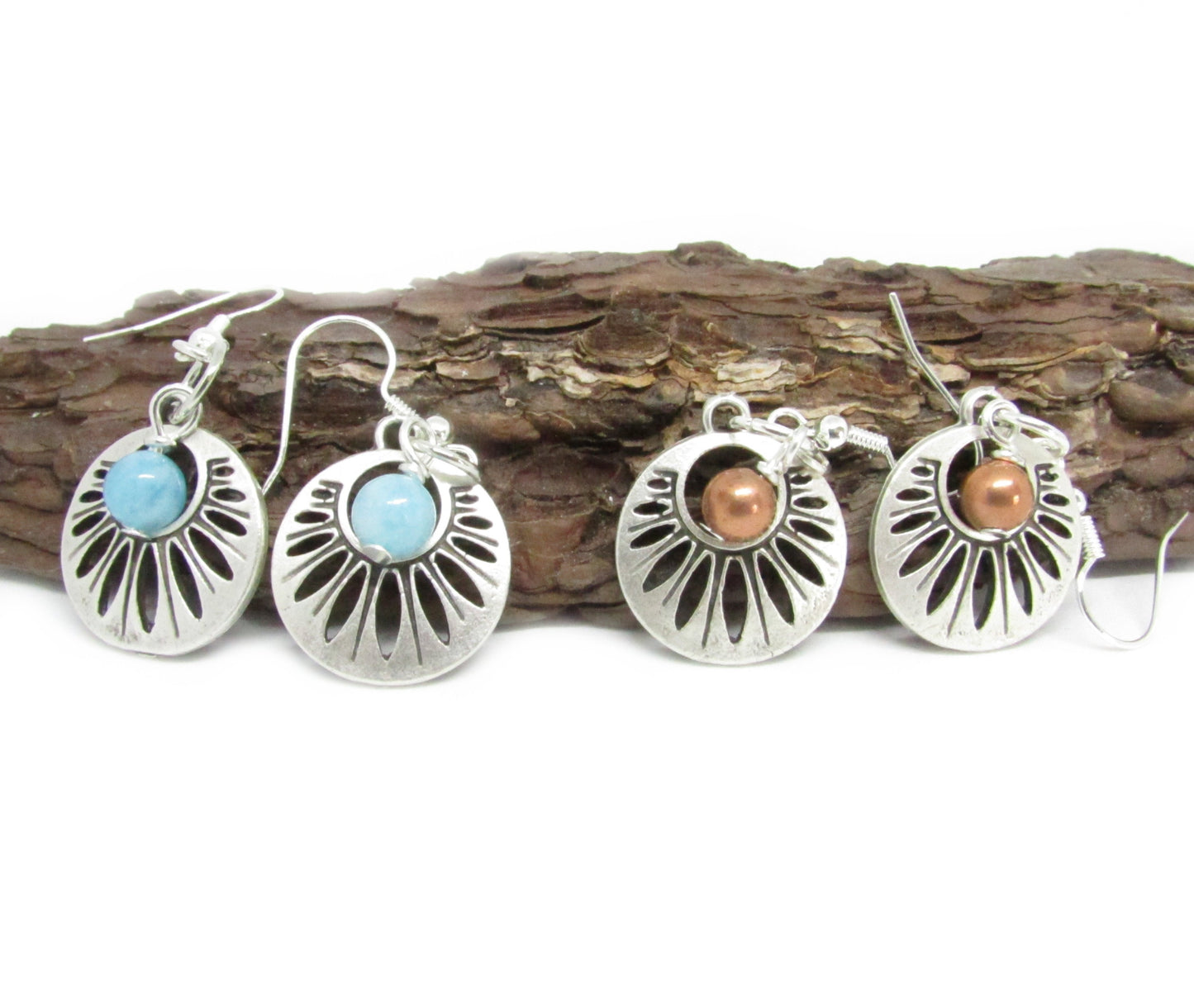 Boho Circle Dangle Earrings – Retro 70s Hippie Style, Lightweight Handmade Gift for Her