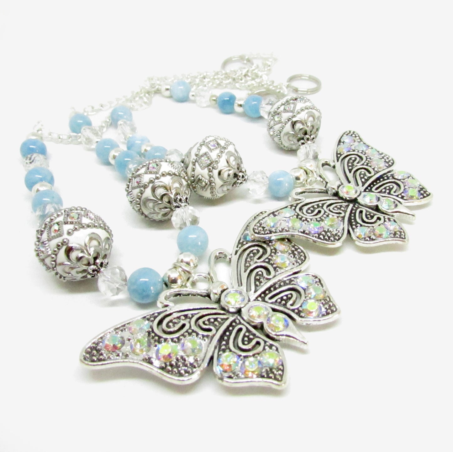 Butterfly Curtain Tiebacks – Rhinestone Beaded Nursery & Girls Room Decor, Handmade Set of 2