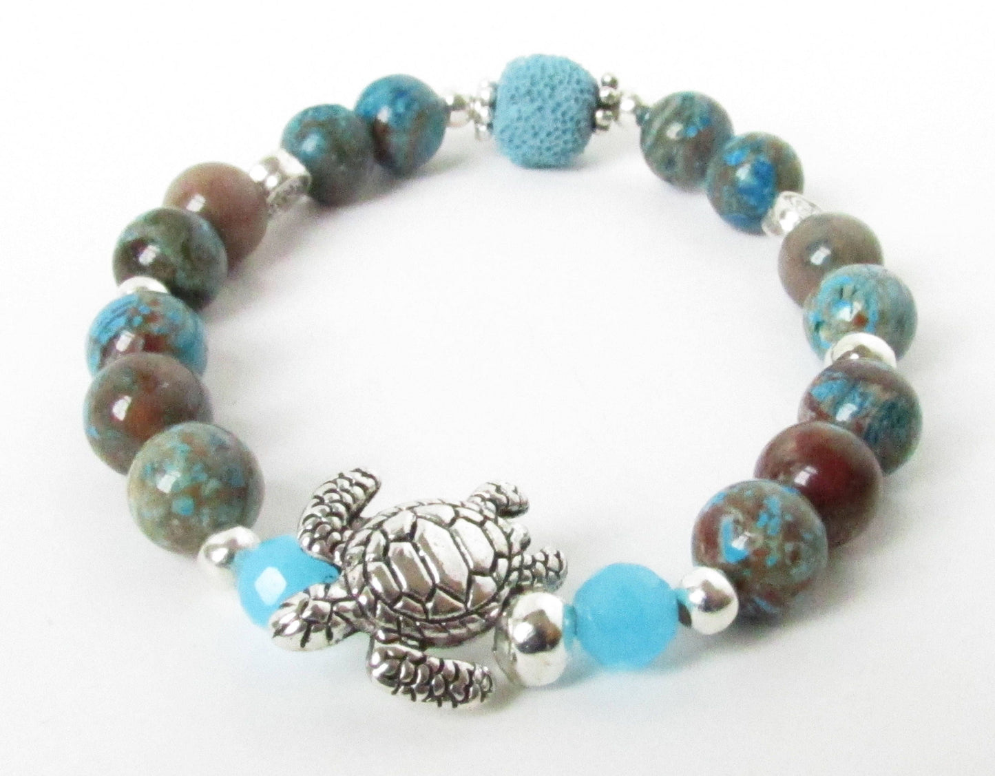 Turtle Bracelet: Crazy Lace Agate & Lava Stone Aromatherapy Diffuser