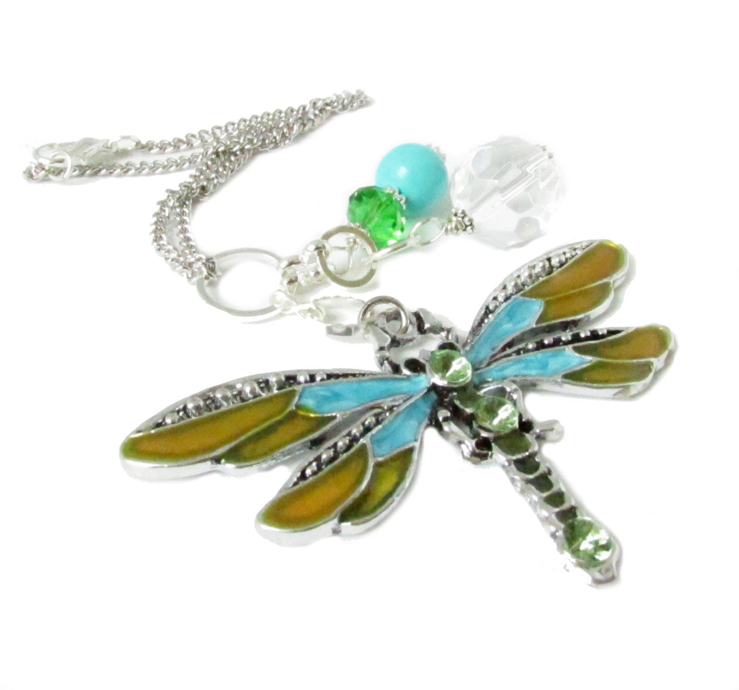Dragonfly Car Charm – Crystal Sun Catcher Rear View Mirror Charm, Choose Your Color