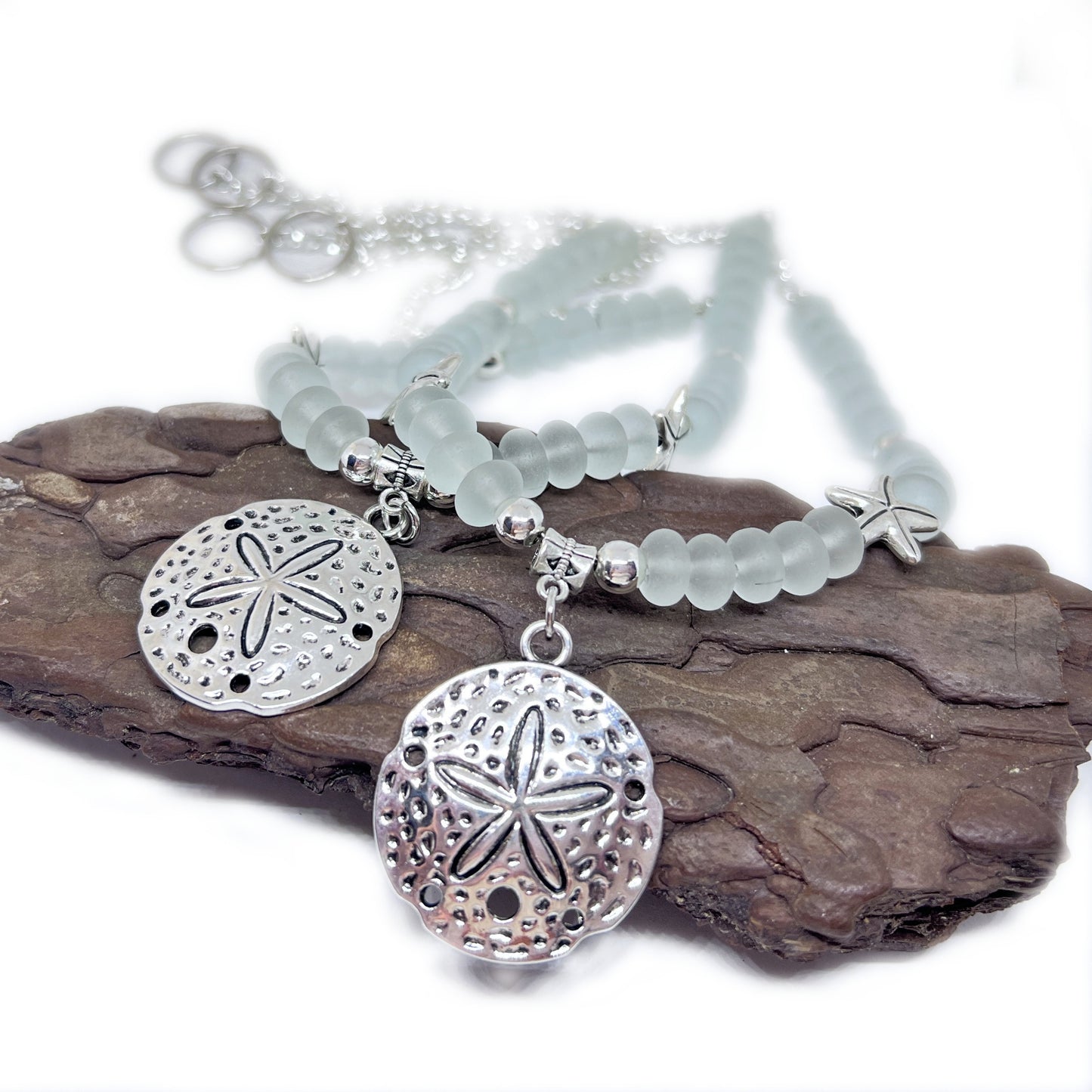 Sand Dollar Curtain Tiebacks – Sea Glass Beaded Coastal Beach Decor, Handmade Set of 2