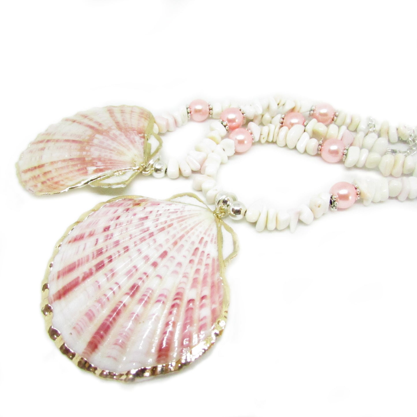 Pink Shell Curtain Tiebacks – Beachy Beaded Window Decor, Set of 2, 18 Inches
