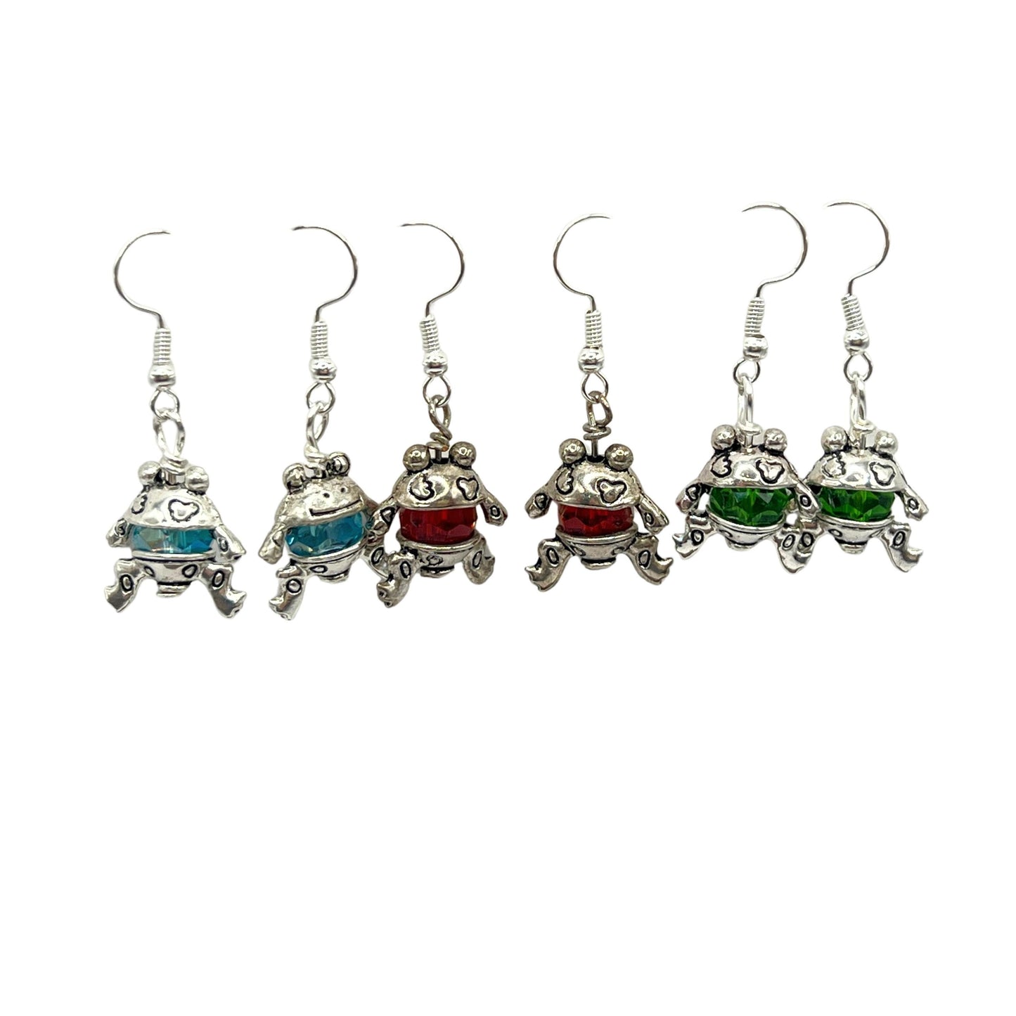 Crystal Frog Dangle Earrings – Fun Animal Jewelry, Choose Your Color, Handmade Gift for Her