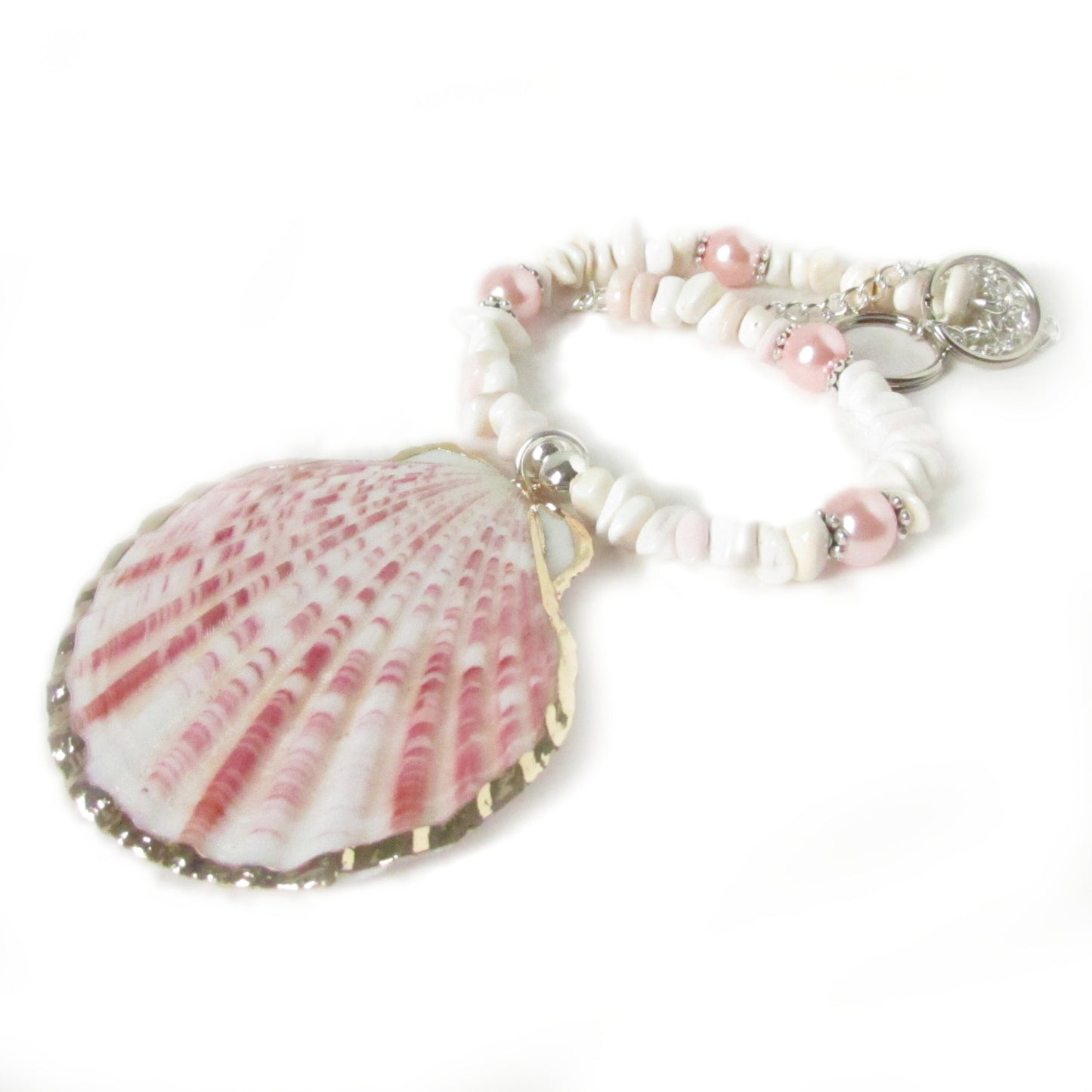 Pink Shell Curtain Tiebacks – Beachy Beaded Window Decor, Set of 2, 18 Inches