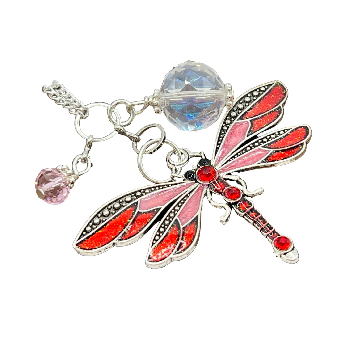 Dragonfly Car Charm – Crystal Sun Catcher Rear View Mirror Charm, Choose Your Color