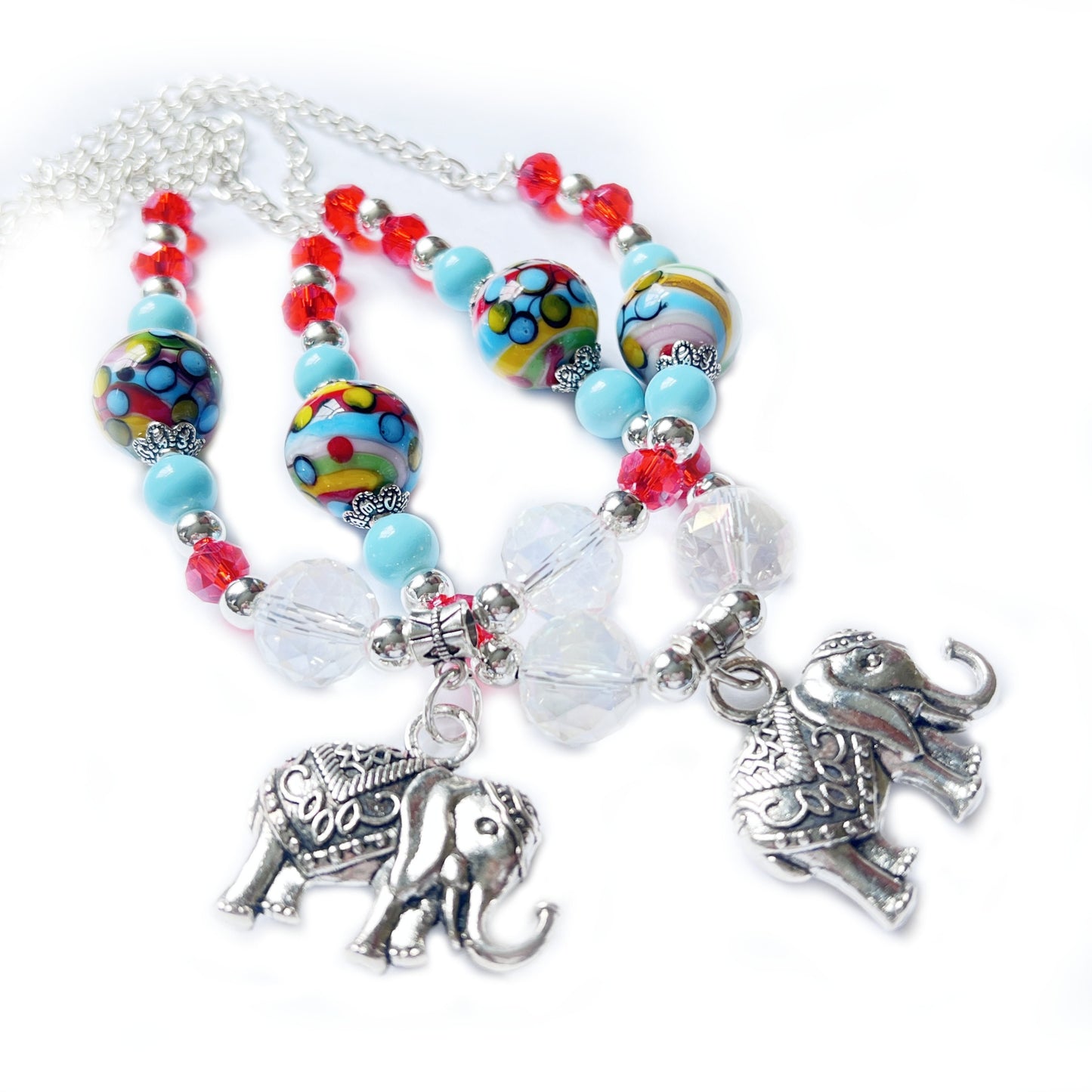 Elephant Curtain Tiebacks – 3D Ceramic Pendant Beaded Drapery Holdbacks, Handmade Kids Room Decor