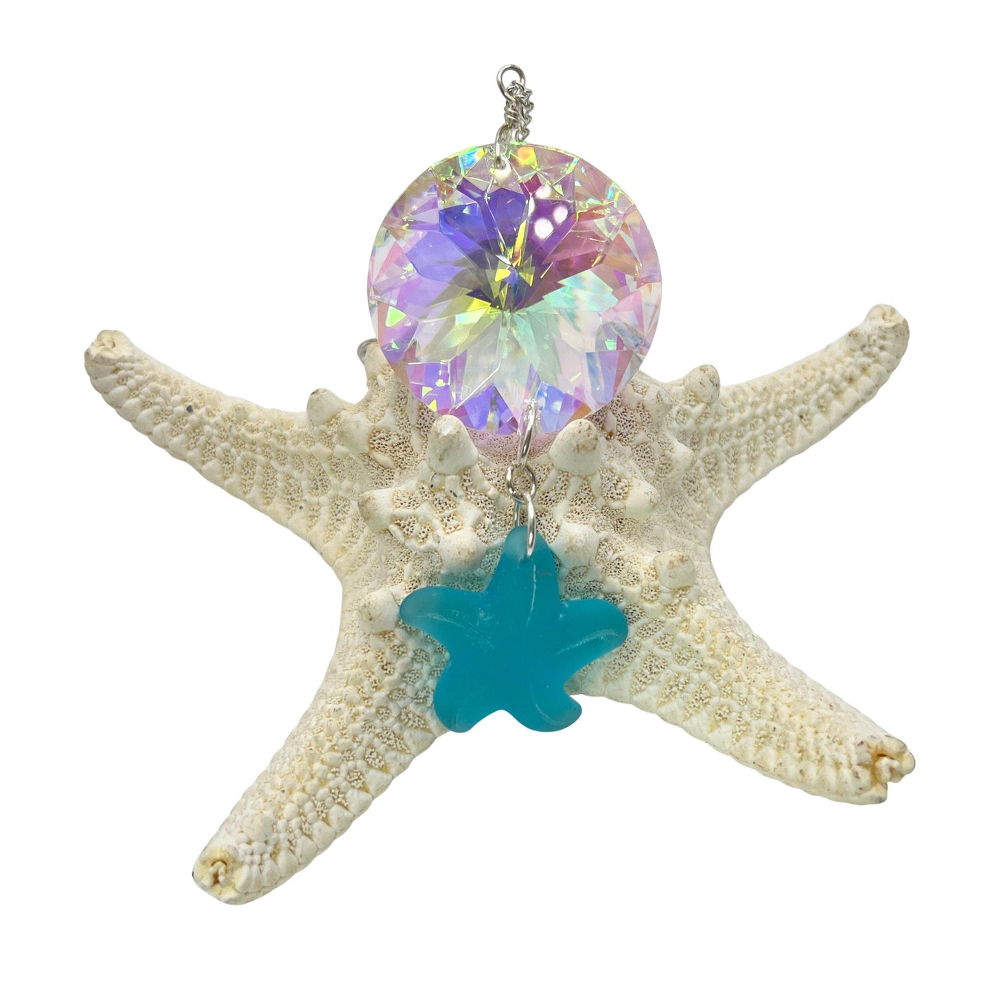 Crystal Prism Window Suncatcher – Starfish or Fish Charm, Rainbow Light Coastal Home Decor