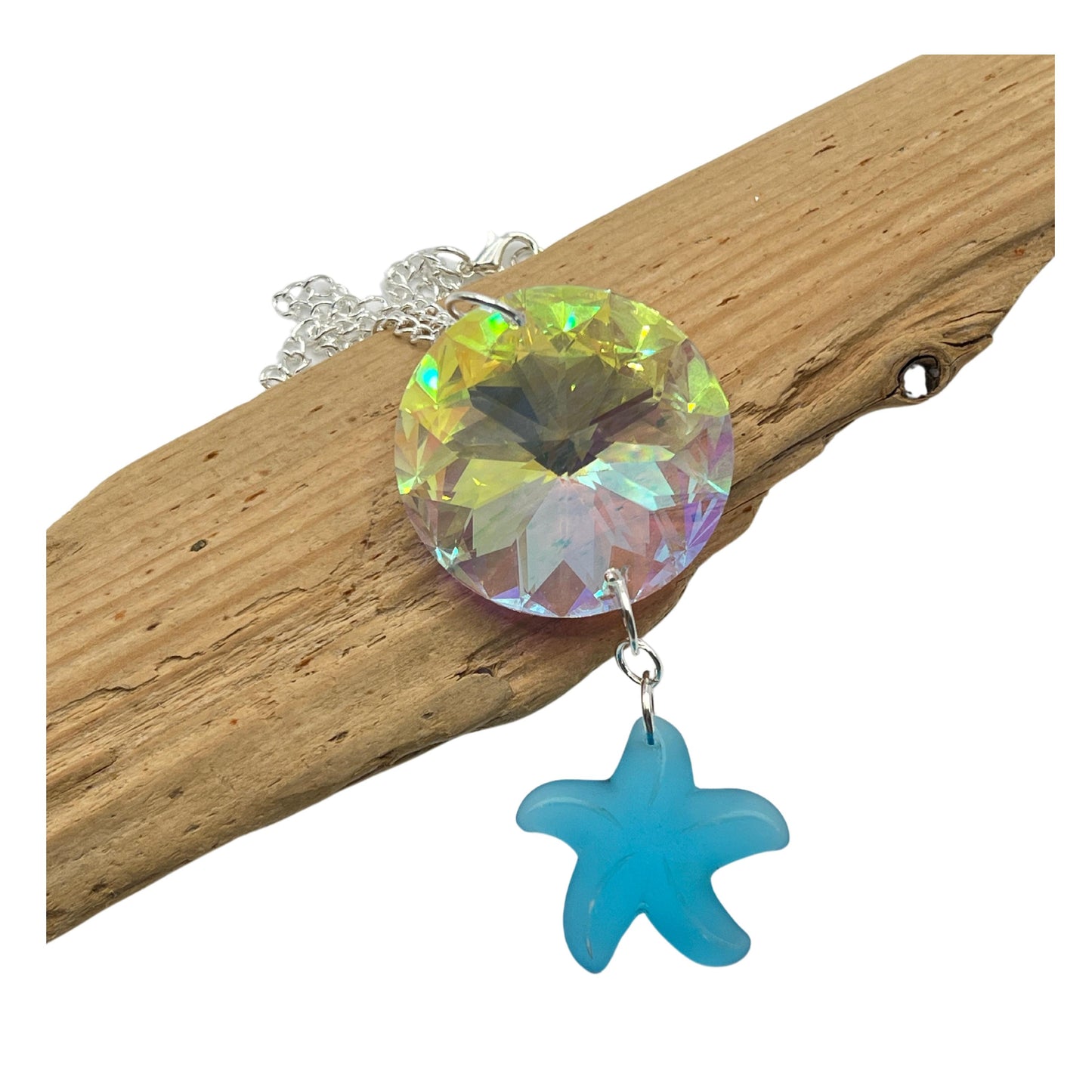 Crystal Prism Sun Catcher Car Charm – Starfish or Heart, Rainbow Light Rear View Mirror Dangle