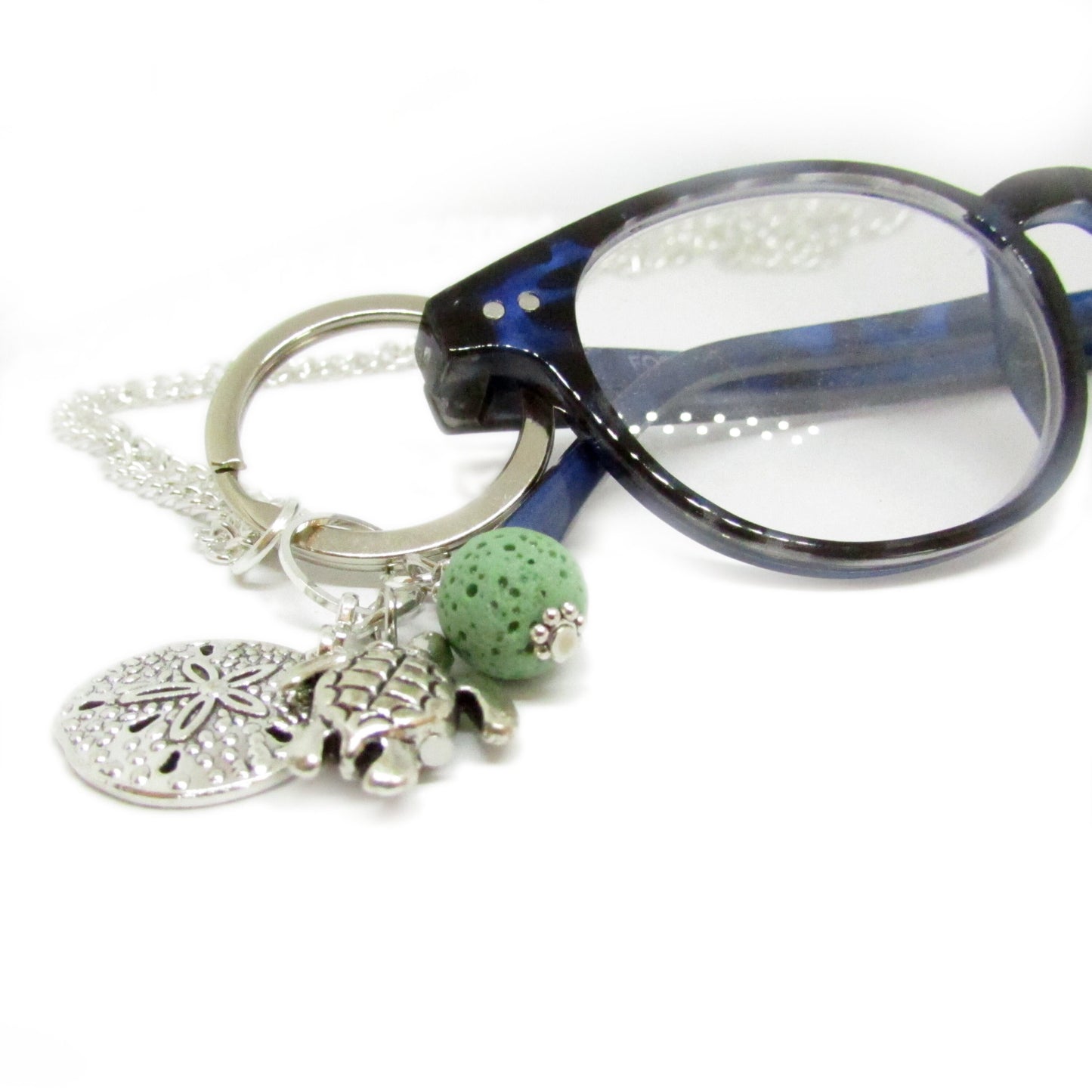 Sea Turtle Lanyard – Aromatherapy Lava Bead, ID Badge & Eyeglass Chain, Beach Lover Gift