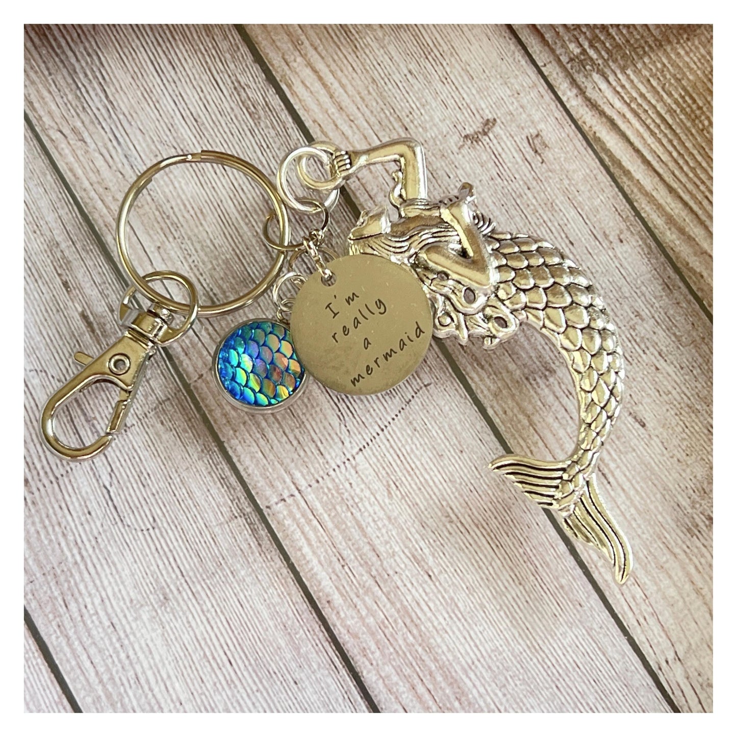 Mermaid Keychain – I'm Really a Mermaid Quote Purse Charm, Fun Beach Themed Gift for Her