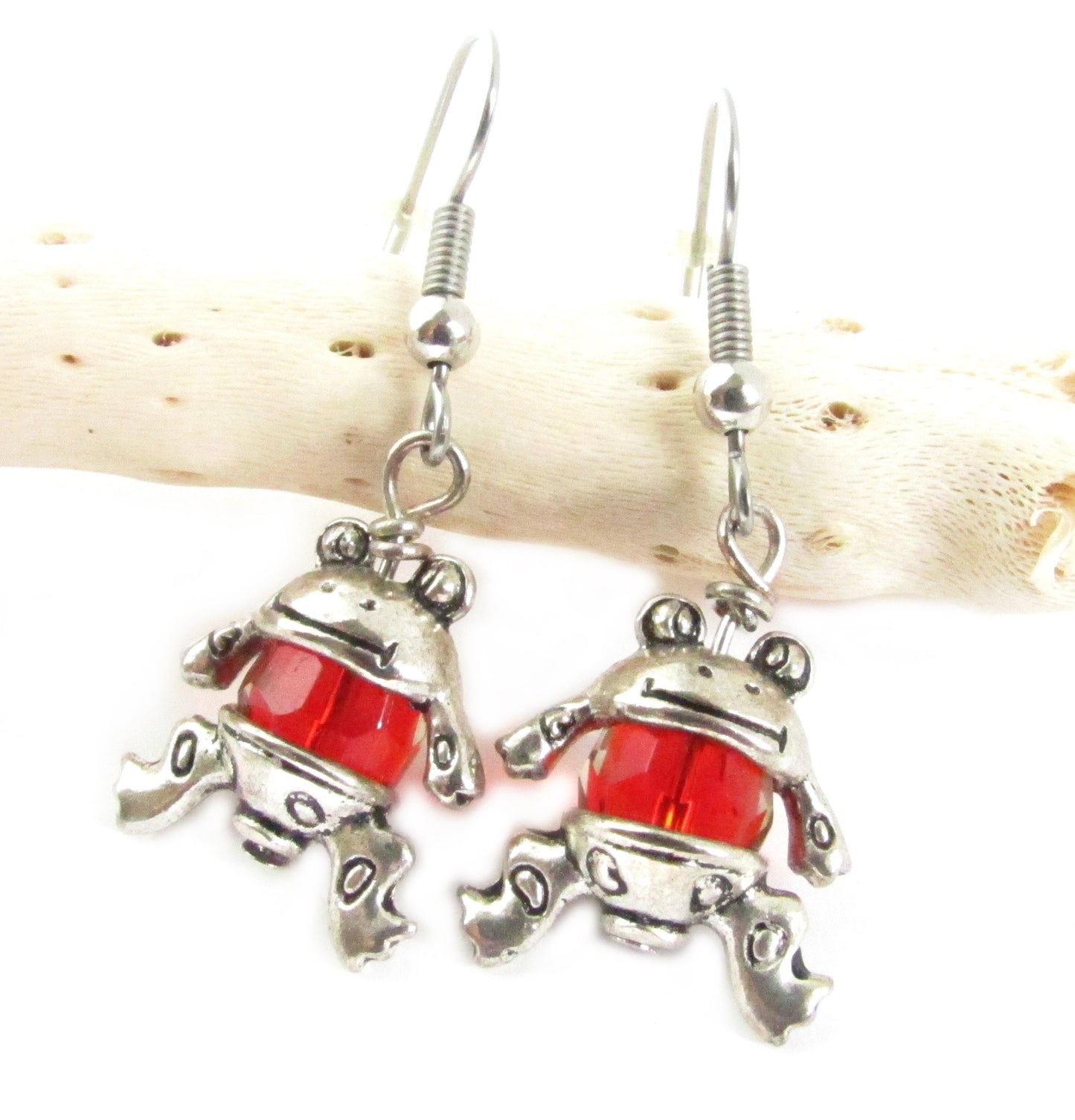 Crystal Frog Dangle Earrings – Fun Animal Jewelry, Choose Your Color, Handmade Gift for Her