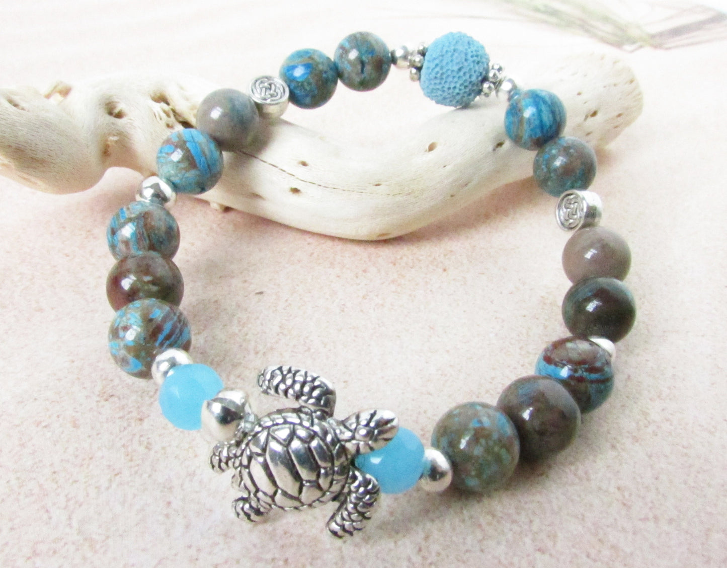 Turtle Bracelet: Crazy Lace Agate & Lava Stone Aromatherapy Diffuser
