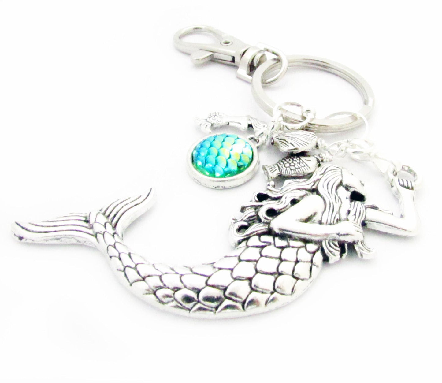 Mermaid Keychain & Purse Charm – Tropical Fish Scale Beach Accessory, Gift Under $20
