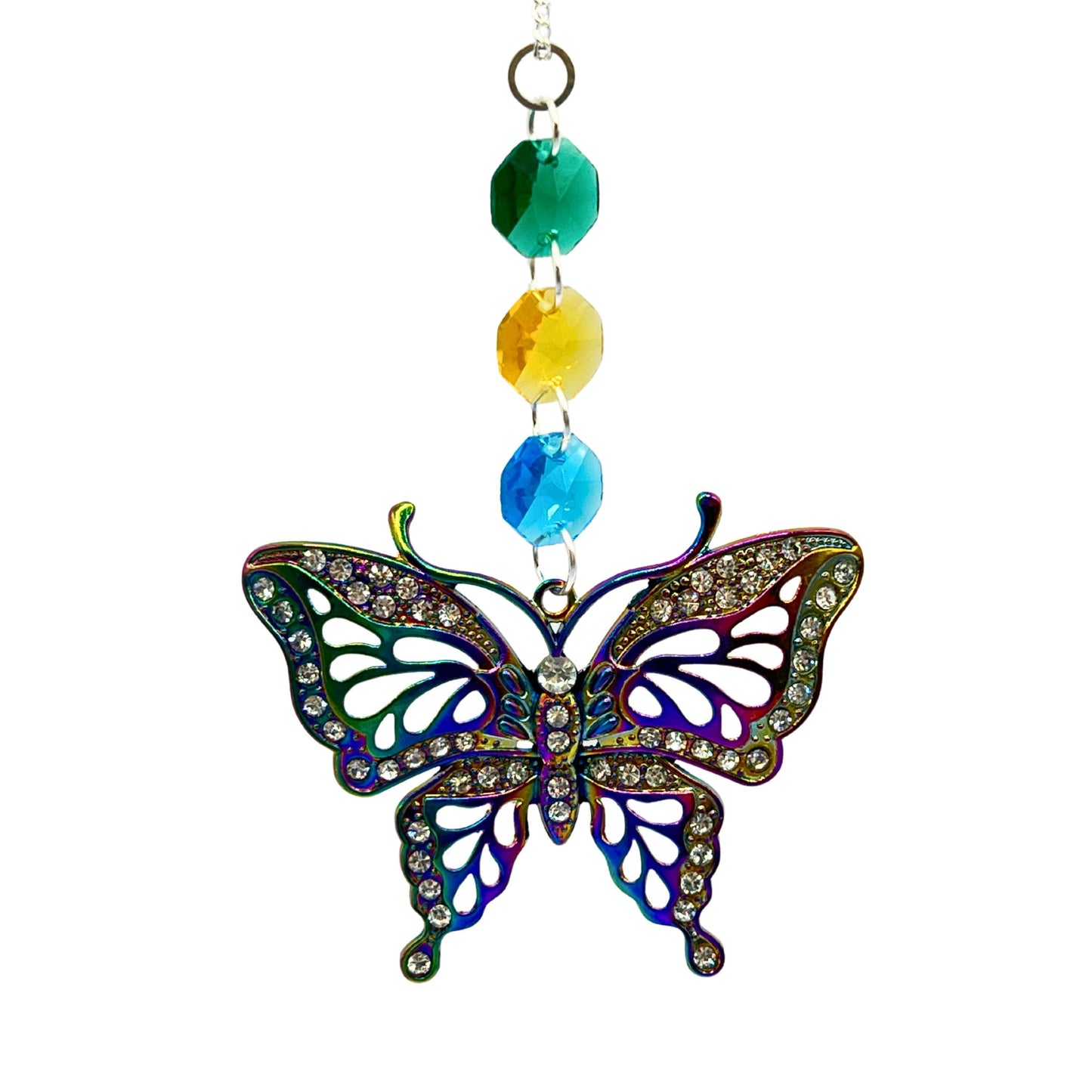 Crystal Butterfly Sun Catcher – Sparkling Rear View Mirror Car Charm, Handmade Gift for Her