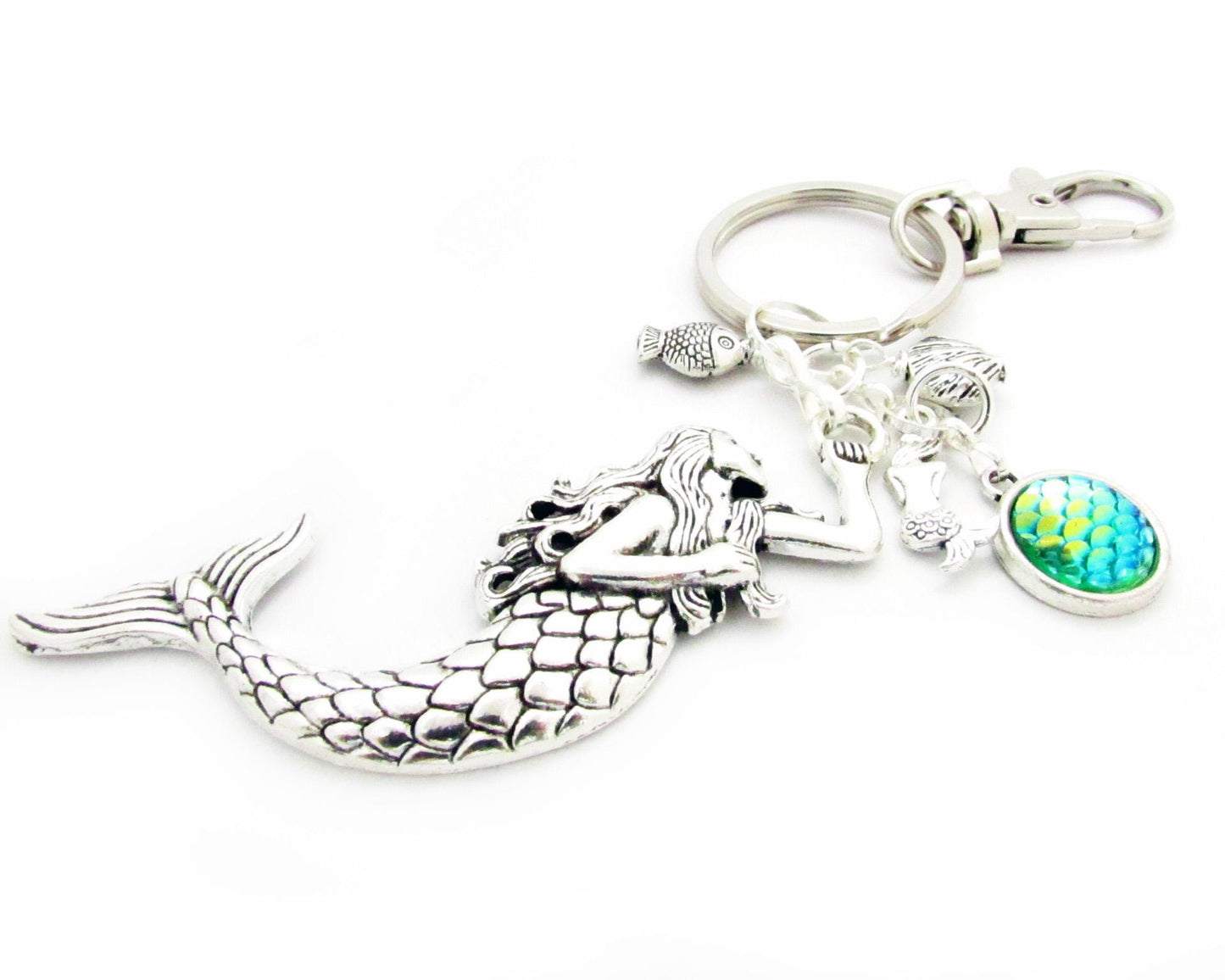Mermaid Keychain & Purse Charm – Tropical Fish Scale Beach Accessory, Gift Under $20