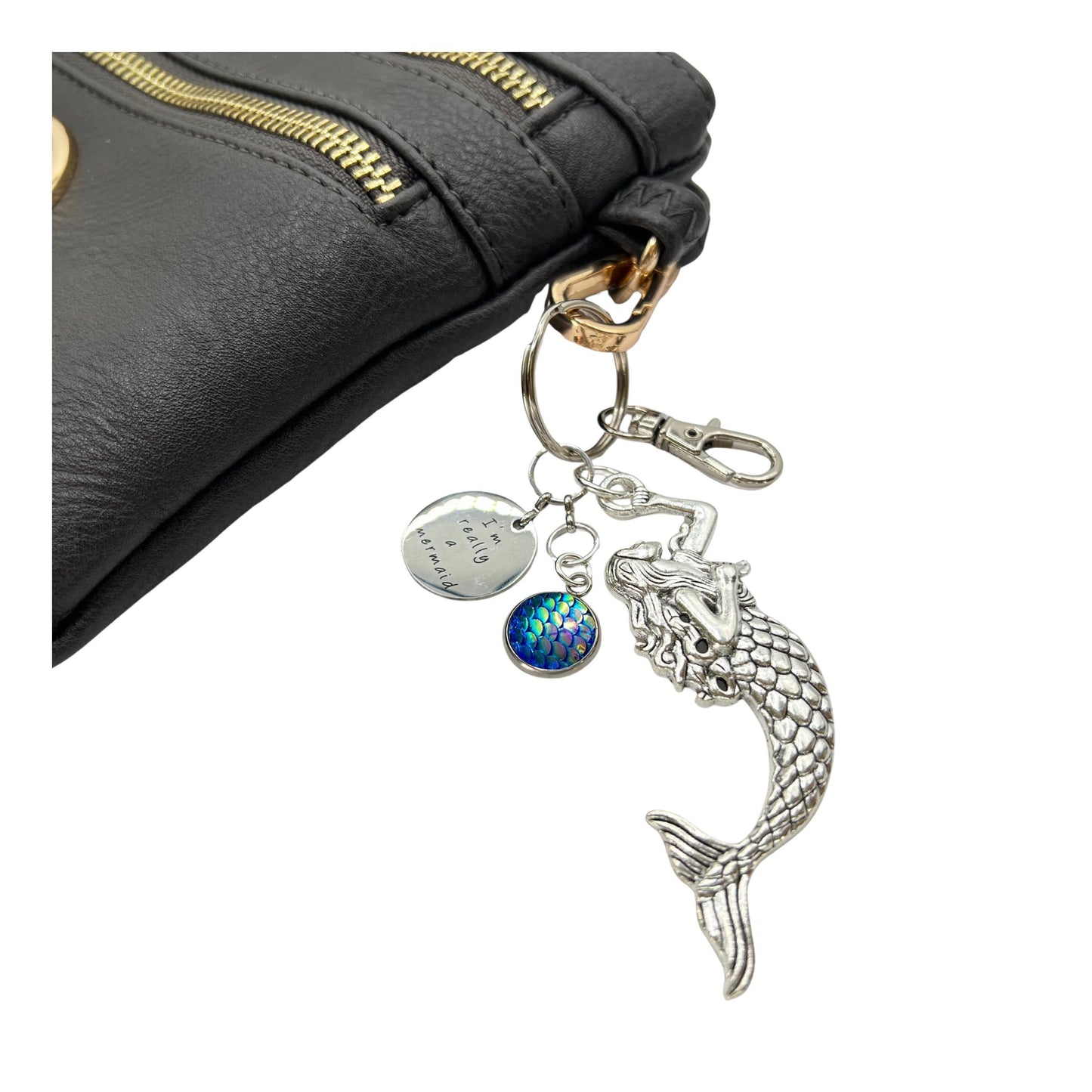 Mermaid Keychain – I'm Really a Mermaid Quote Purse Charm, Fun Beach Themed Gift for Her