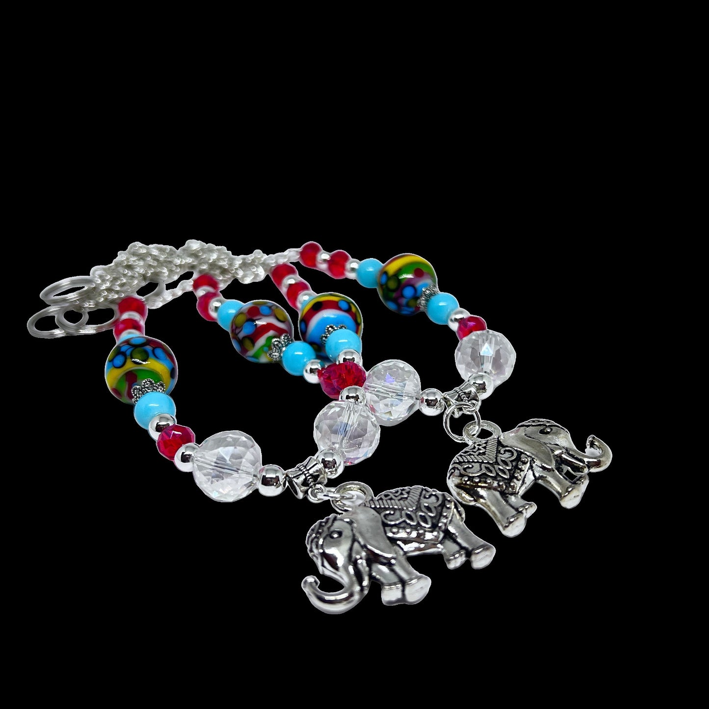 Elephant Curtain Tiebacks – 3D Ceramic Pendant Beaded Drapery Holdbacks, Handmade Kids Room Decor