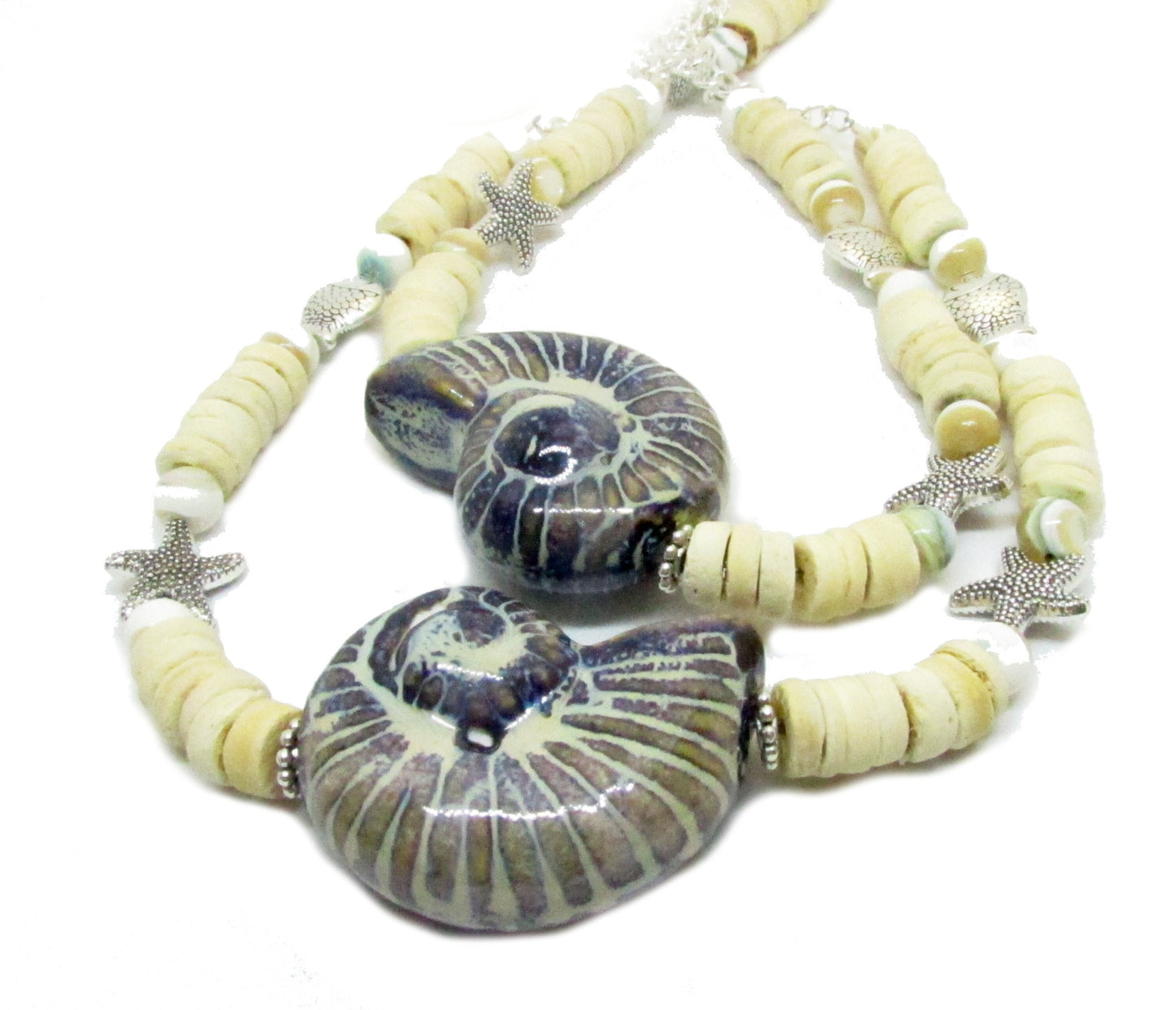 Seashell Curtain Tiebacks – Ceramic Shell, Coconut & Starfish Beads, Beach House Window Decor Set of 2