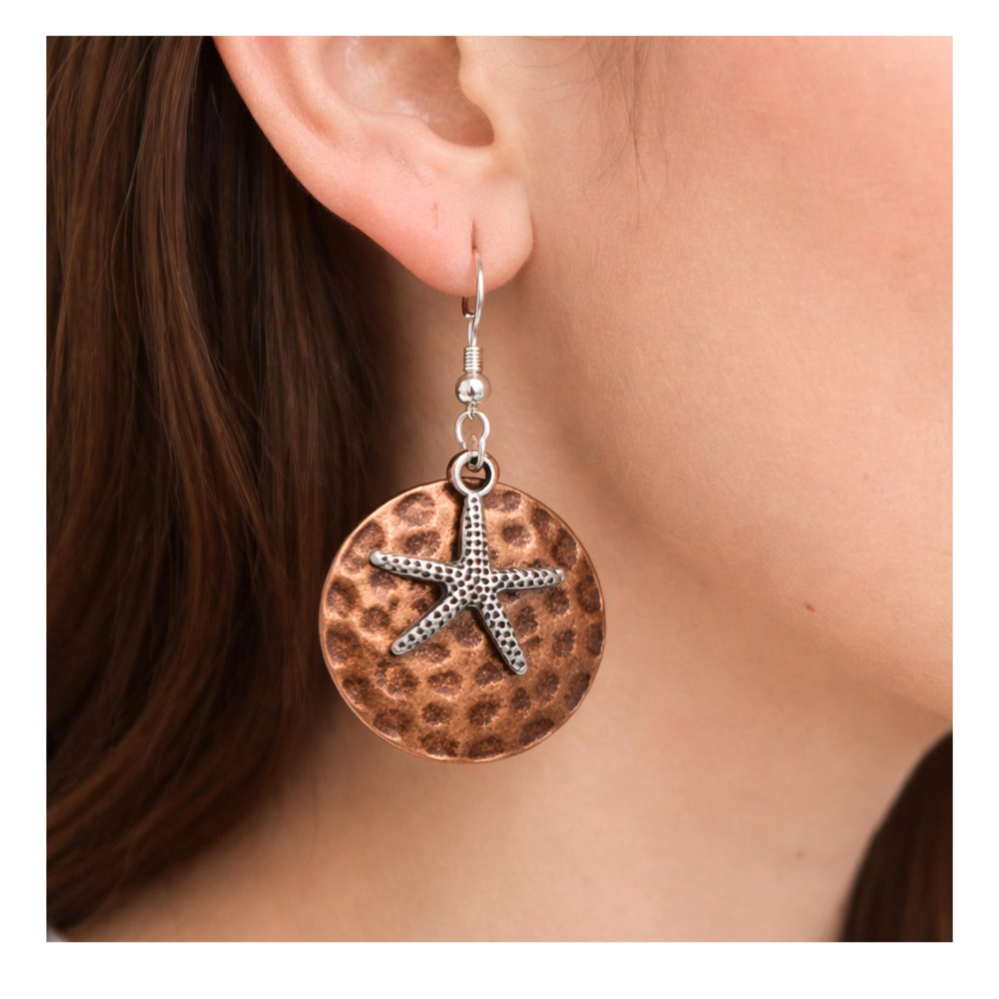 Boho Copper Dangle Earrings – Dragonfly or Starfish Charm, Rustic Handmade Beach Jewelry