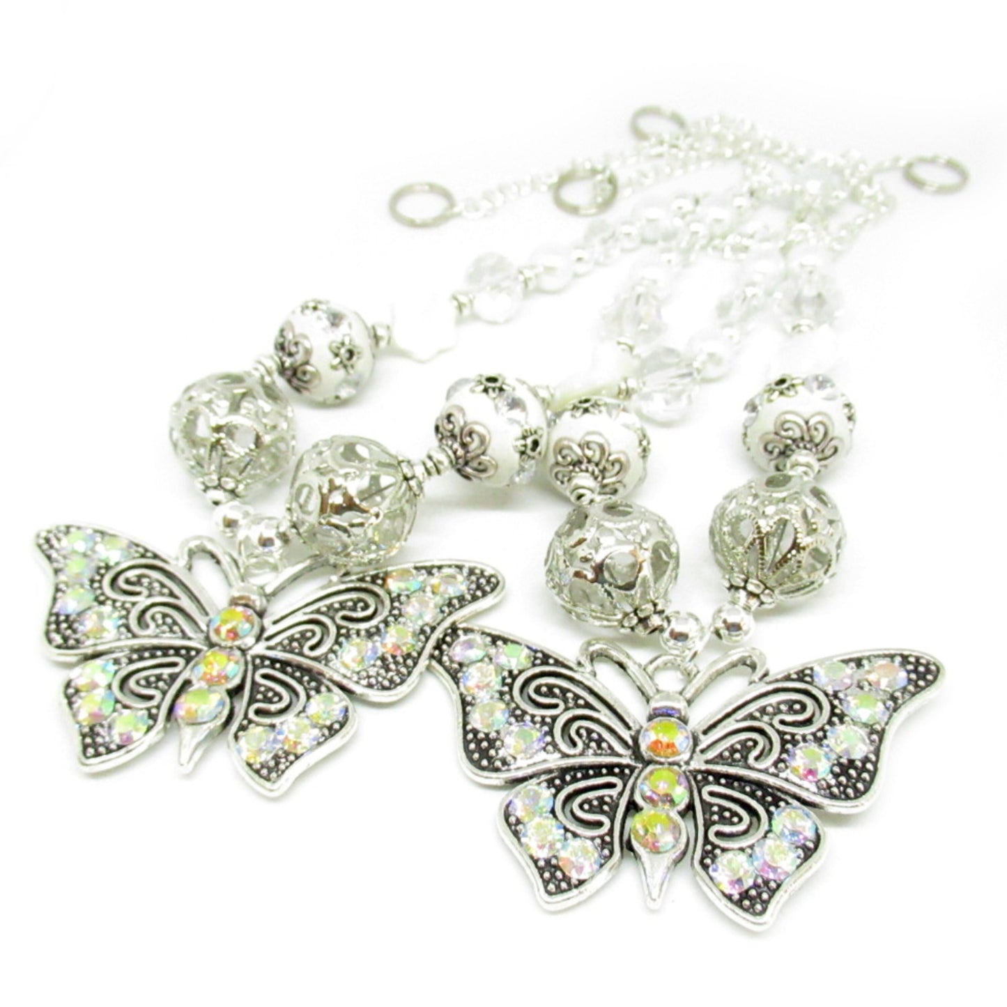 Butterfly Curtain Tiebacks – Rhinestone Beaded Nursery & Girls Room Decor, Handmade Set of 2