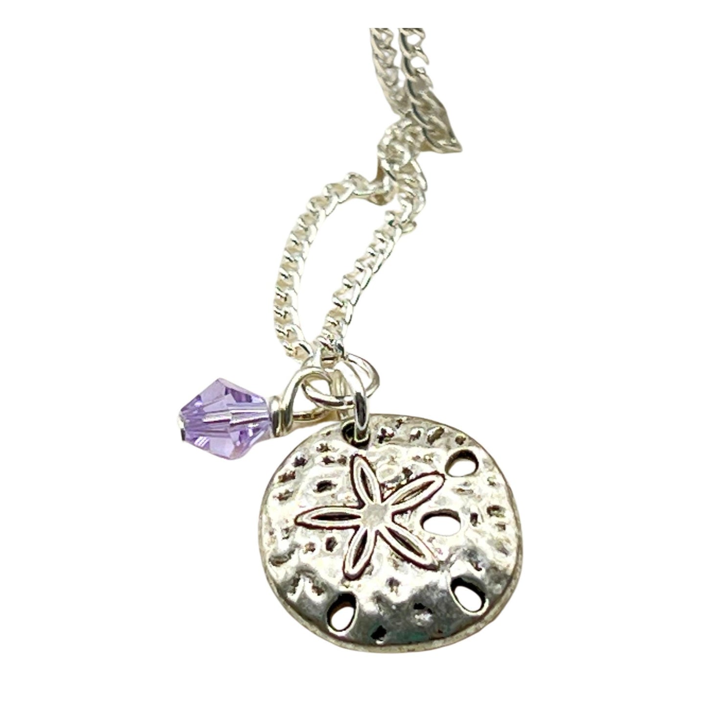 Sand Dollar Anklet – Purple Crystal Beach Ankle Bracelet, Handmade Coastal Jewelry Gift