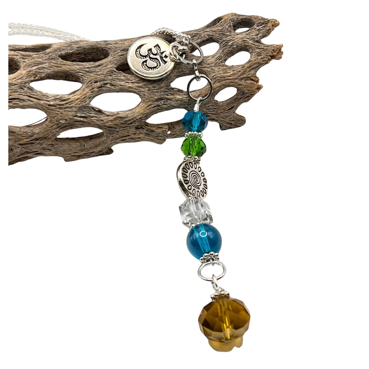 Ohm Rear View Mirror Charm – Crystal Car Dangle & Yoga Sun Catcher, Mindfulness Gift for Yogis