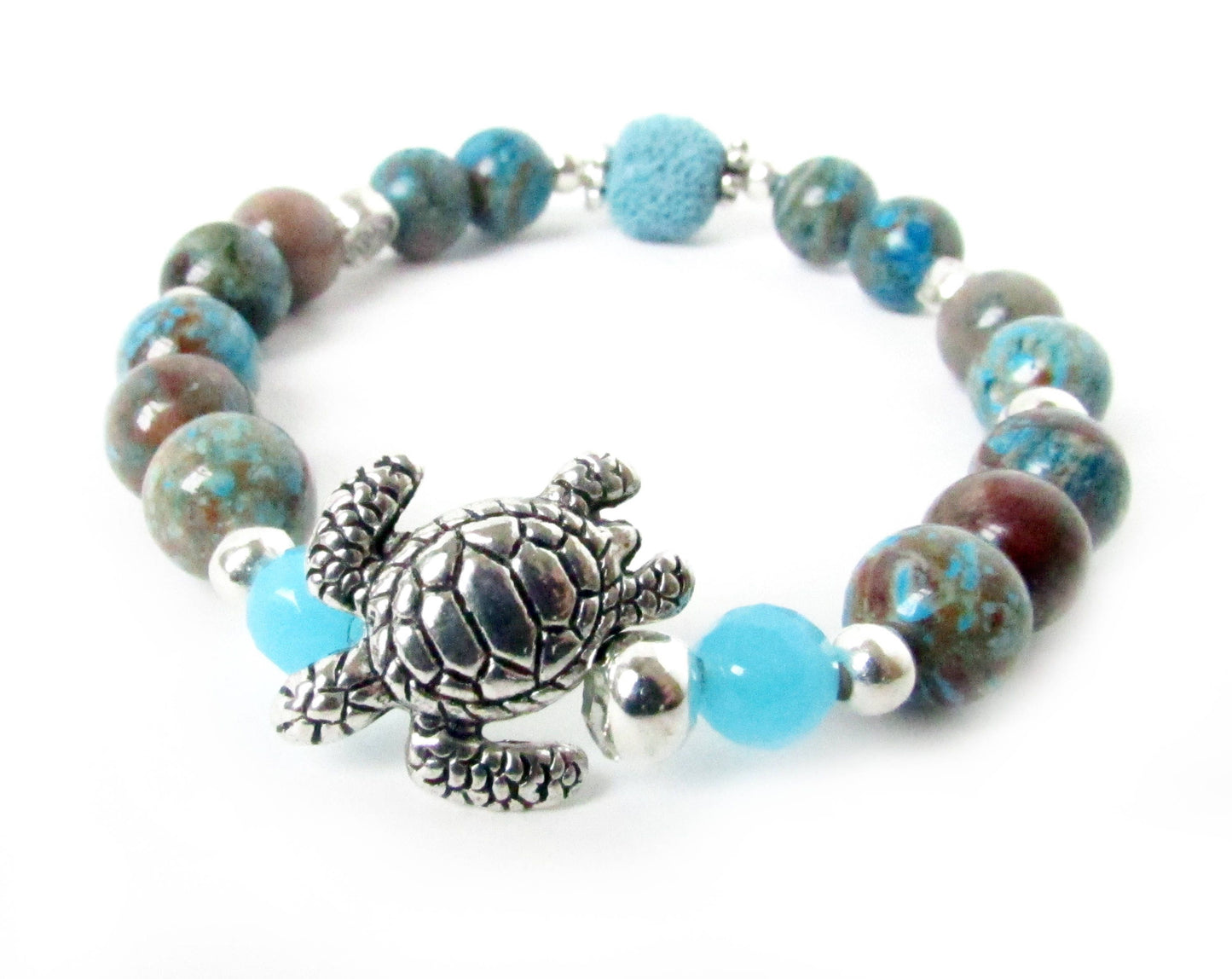Turtle Bracelet: Crazy Lace Agate & Lava Stone Aromatherapy Diffuser