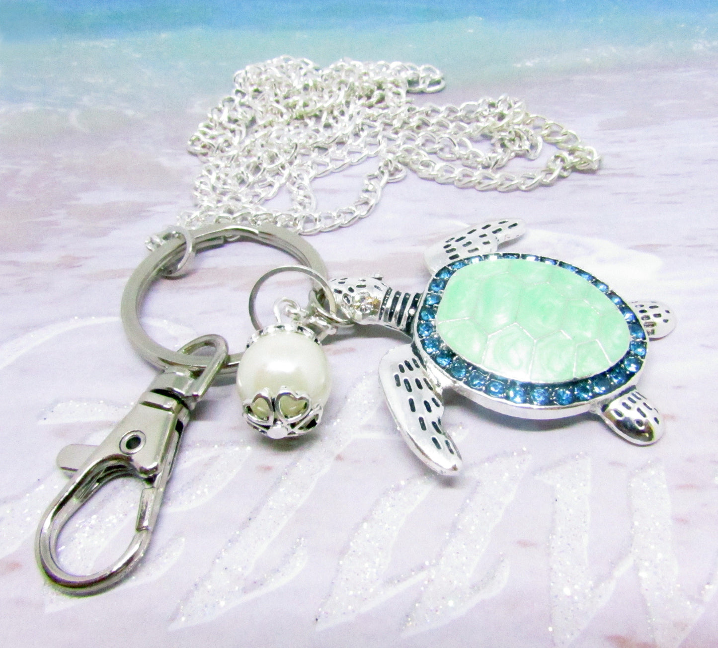 Sea Turtle Eyeglass Lanyard – Beach Necklace & ID Badge Holder, Coastal Gift for Her