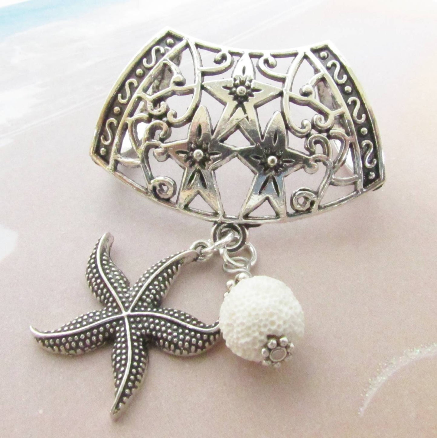 Starfish Scarf Slide – Essential Oil Diffuser Scarf Jewelry, Coastal Gift for Her