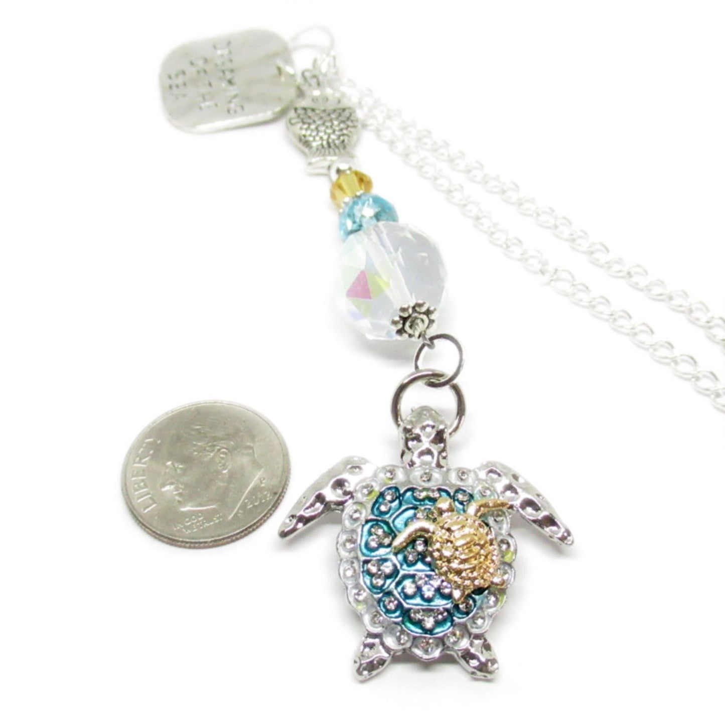 Mom and Baby Turtle Car Charm – Ocean Rear View Mirror Sun Catcher, Heartfelt Mother's Day Gift