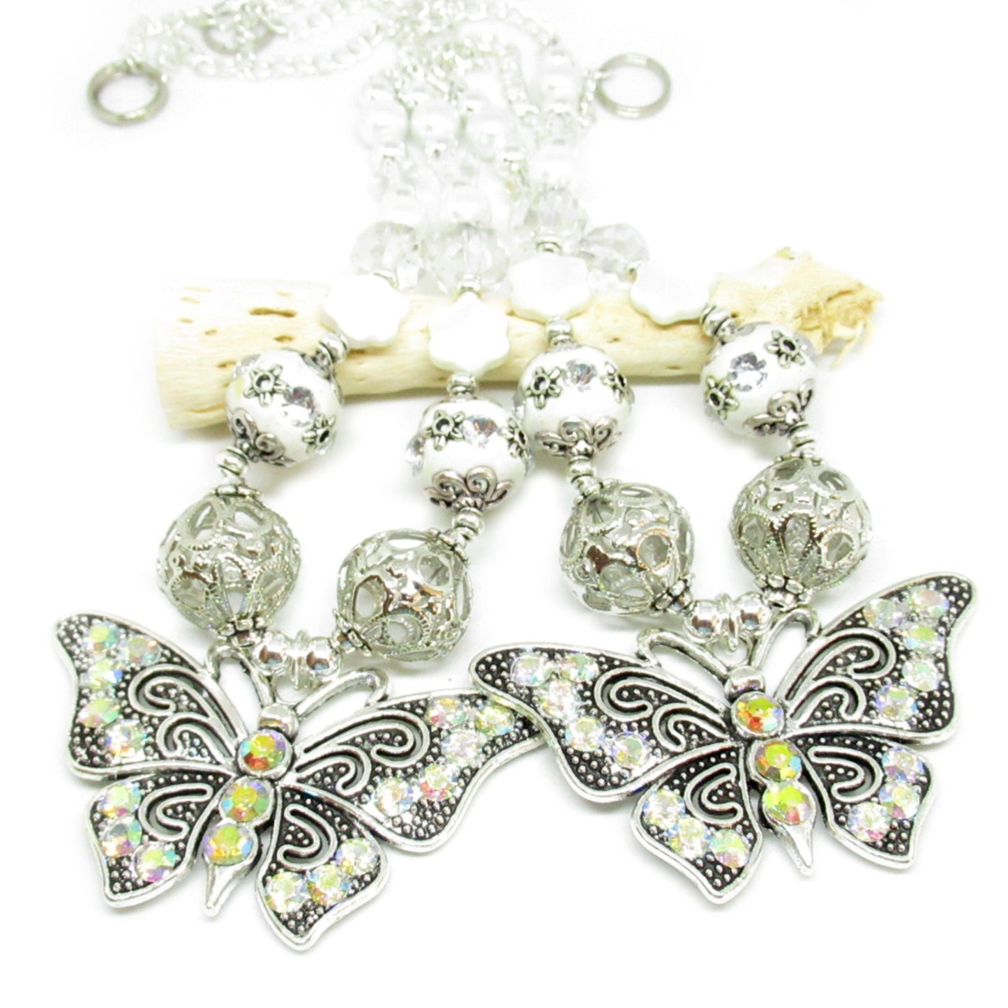 Butterfly Curtain Tiebacks – Rhinestone Beaded Nursery & Girls Room Decor, Handmade Set of 2