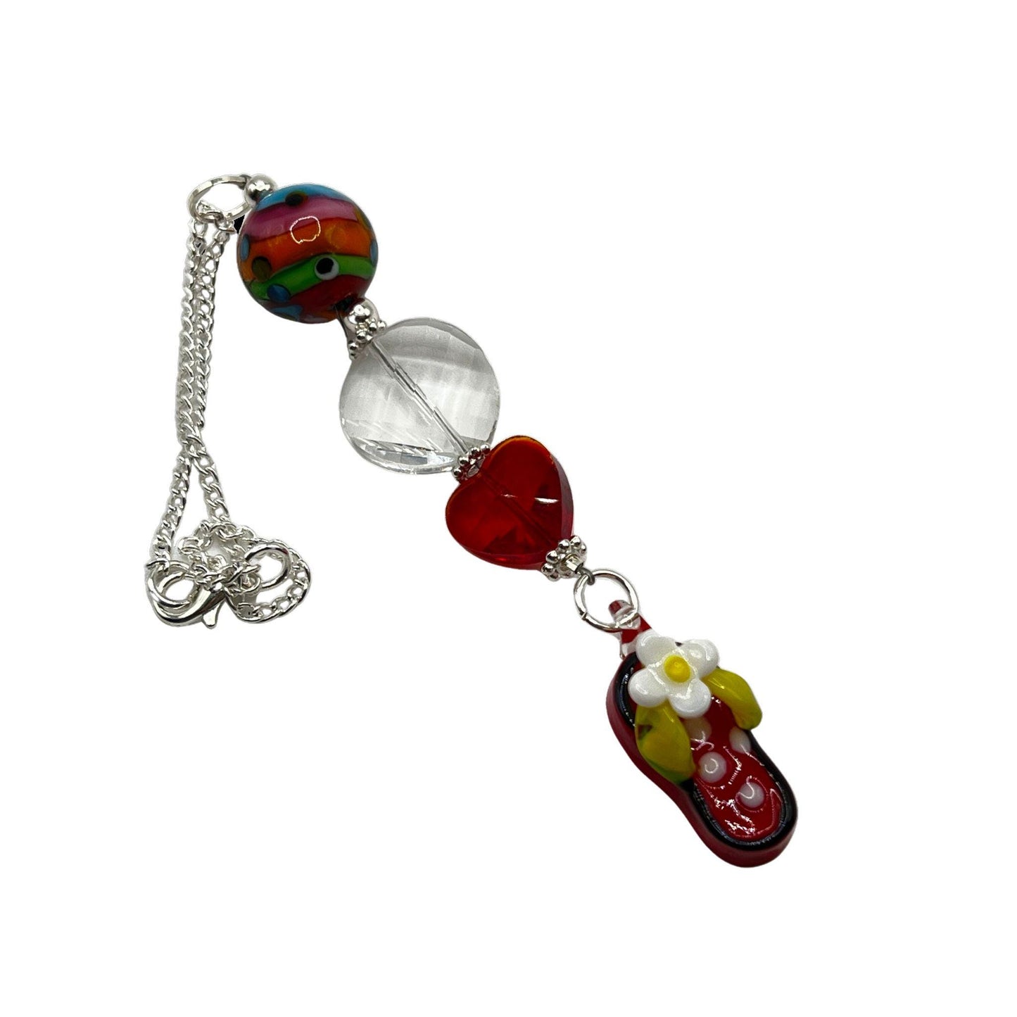Beachy Car Charm – Sun Catcher Rear View Mirror Charm with Glass Beads & Flip Flop, Choose Your Color