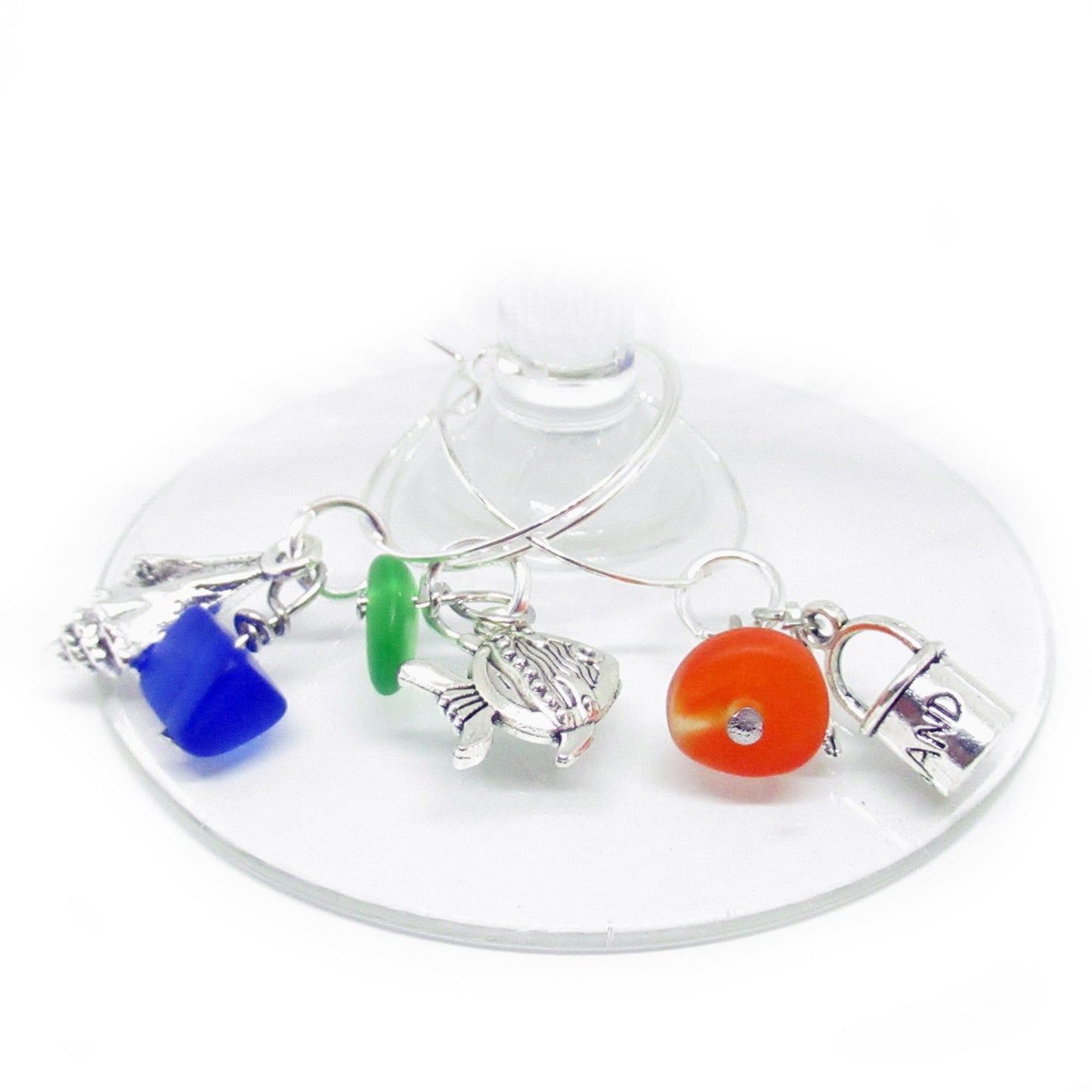 Sea Glass Wine Glass Charms – Beach Hostess Gift, Custom Sets of 4, 6, 8 or 10