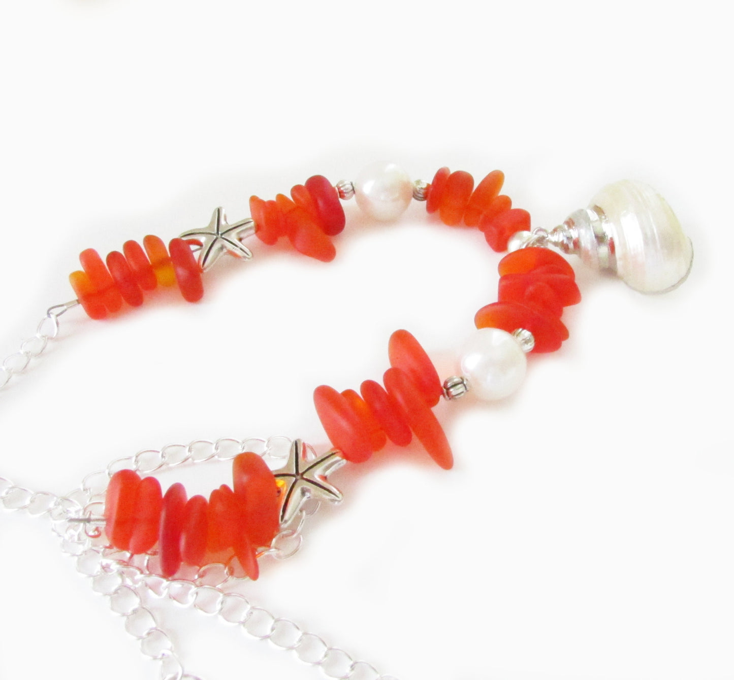 Seashell Curtain Tiebacks – Sea Glass Beads & Starfish, Handmade Coastal Beach Decor Set of 2