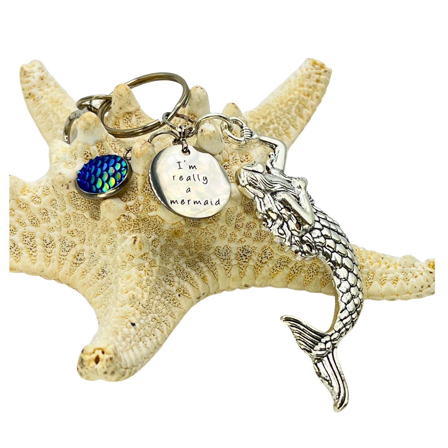 Mermaid Keychain – I'm Really a Mermaid Quote Purse Charm, Fun Beach Themed Gift for Her