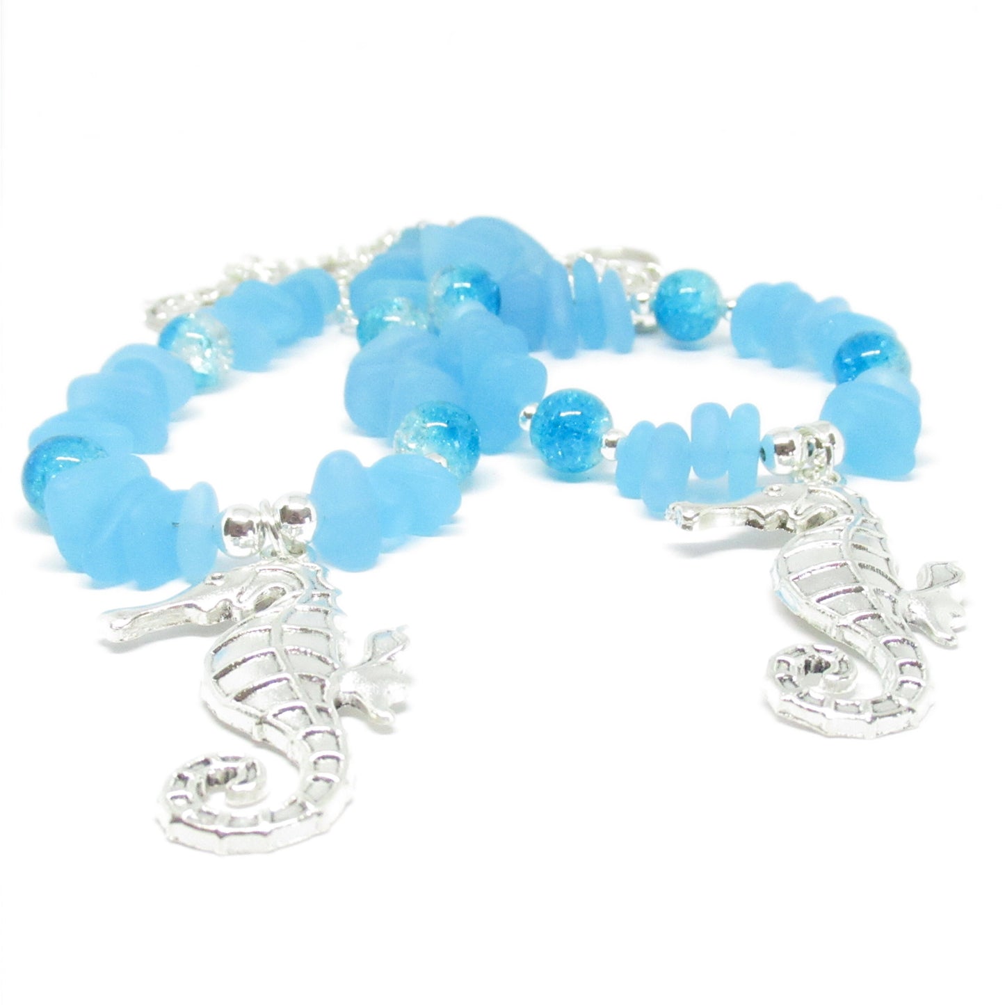Seahorse Curtain Tiebacks – Sea Glass Beaded Drapery Holdbacks, Beach Cottage Decor