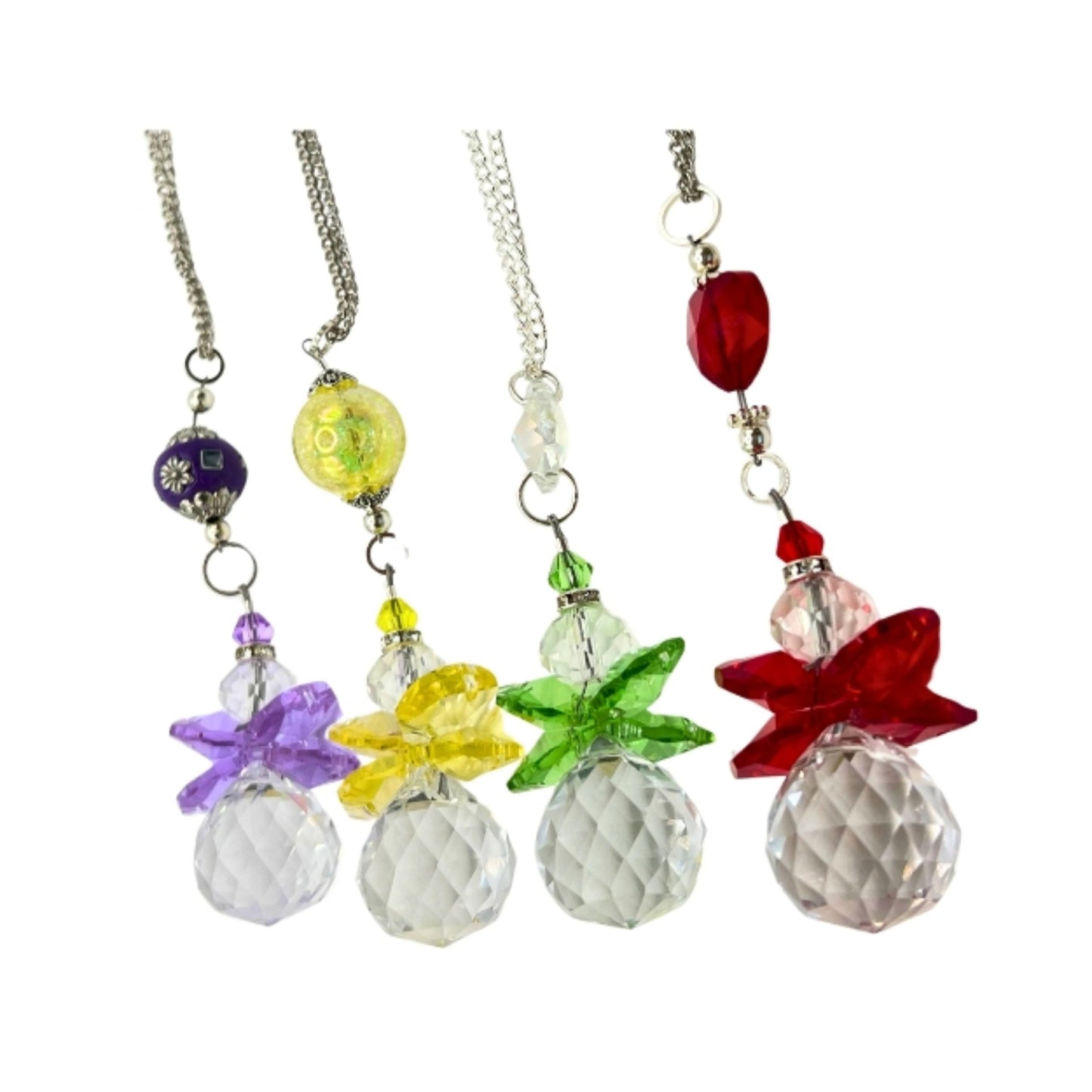 Crystal Angel Sun Catcher – Faceted Crystal Ball Rear View Mirror Charm, Choose Your Color