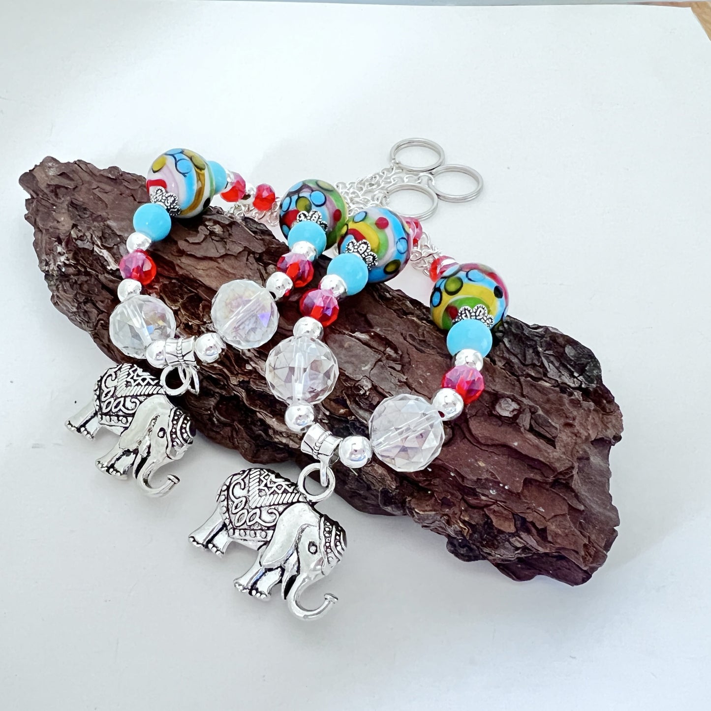 Elephant Curtain Tiebacks – 3D Ceramic Pendant Beaded Drapery Holdbacks, Handmade Kids Room Decor