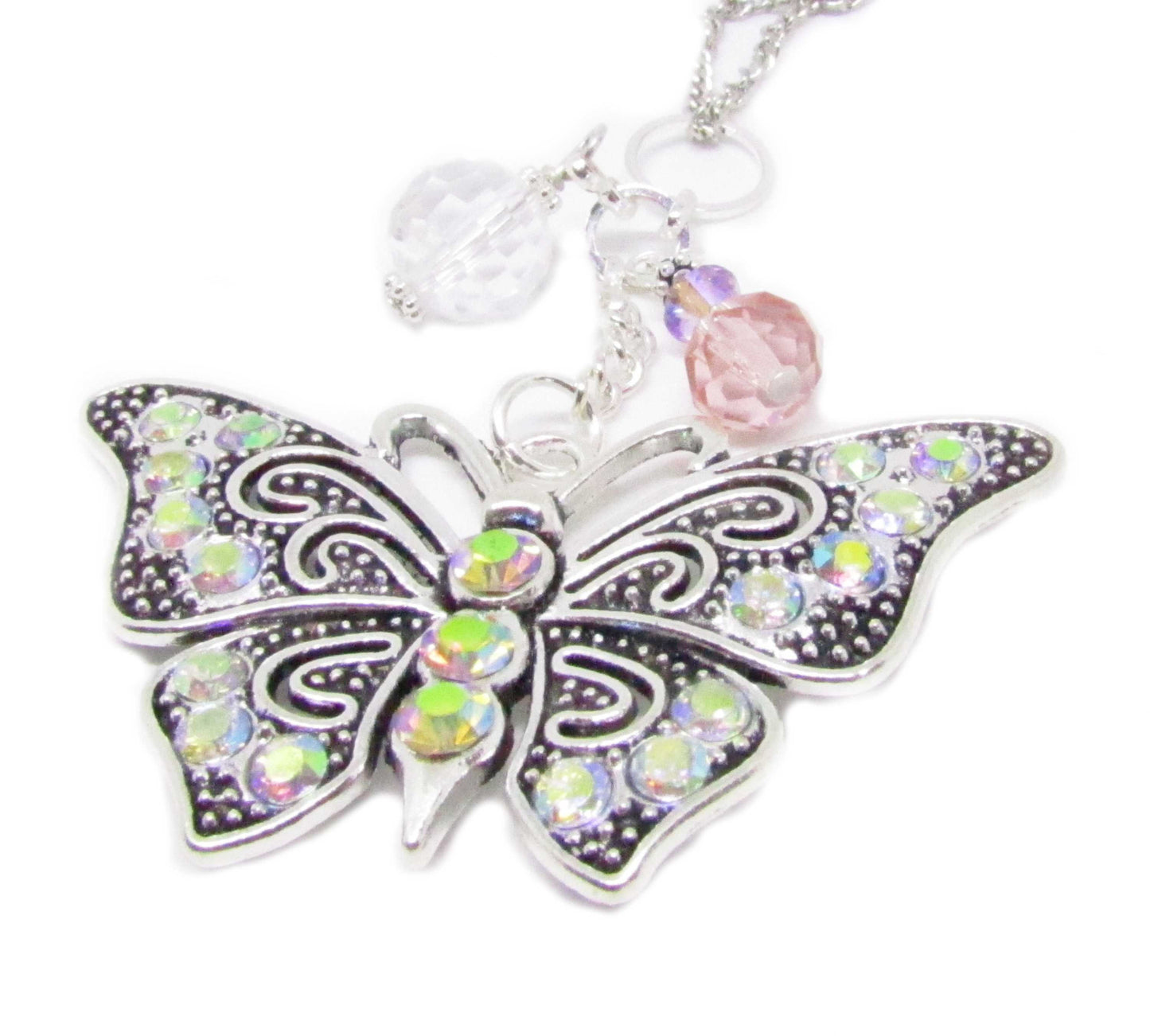 Butterfly Car Charm – Rhinestone Rear View Mirror Sun Catcher, Sparkling Handmade Gift for Her