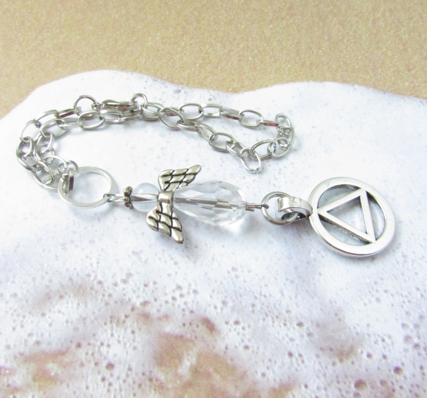 Angel Car Charm – Crystal Sun Catcher Sobriety & Recovery Rear View Mirror Dangle, Gift for Her