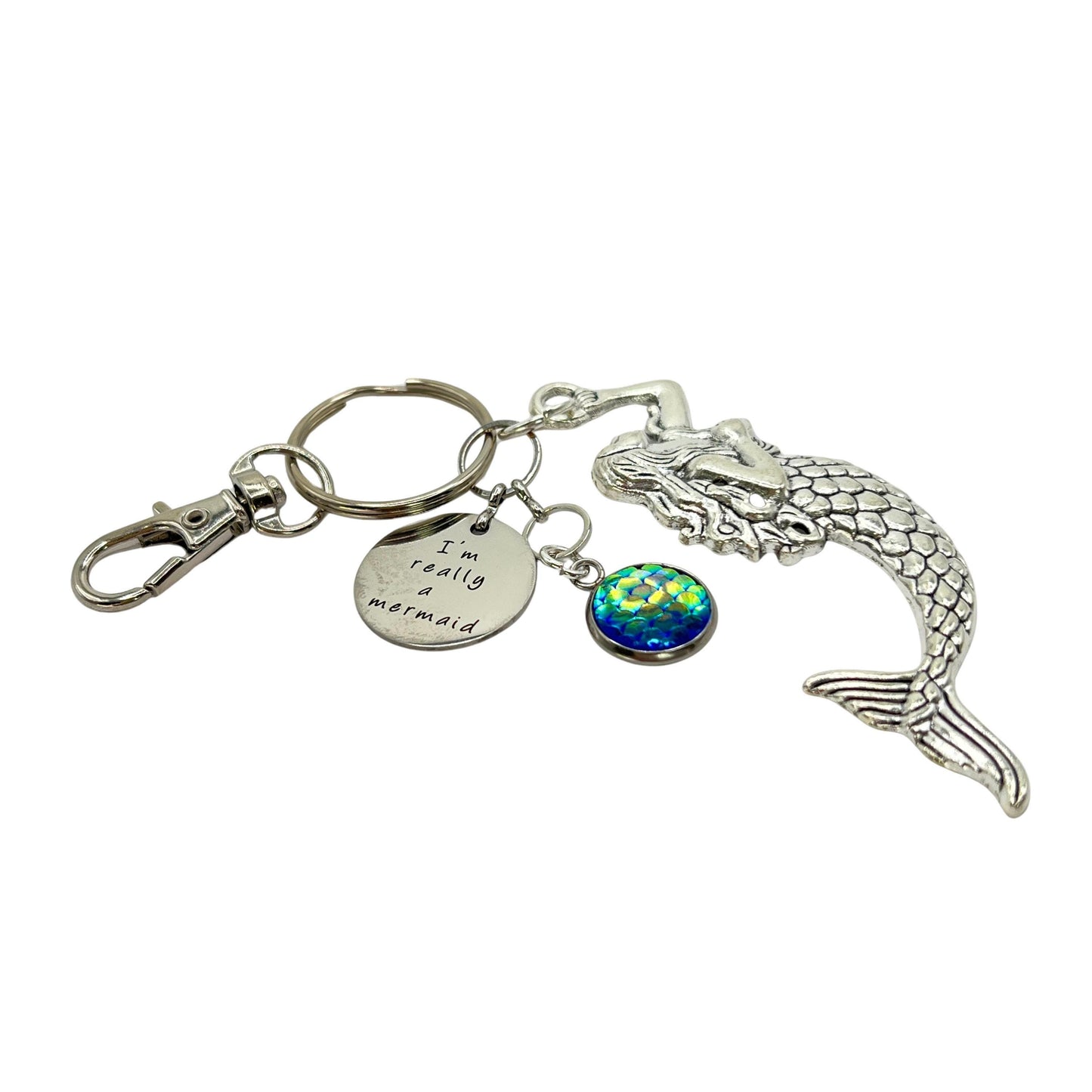 Mermaid Keychain – I'm Really a Mermaid Quote Purse Charm, Fun Beach Themed Gift for Her