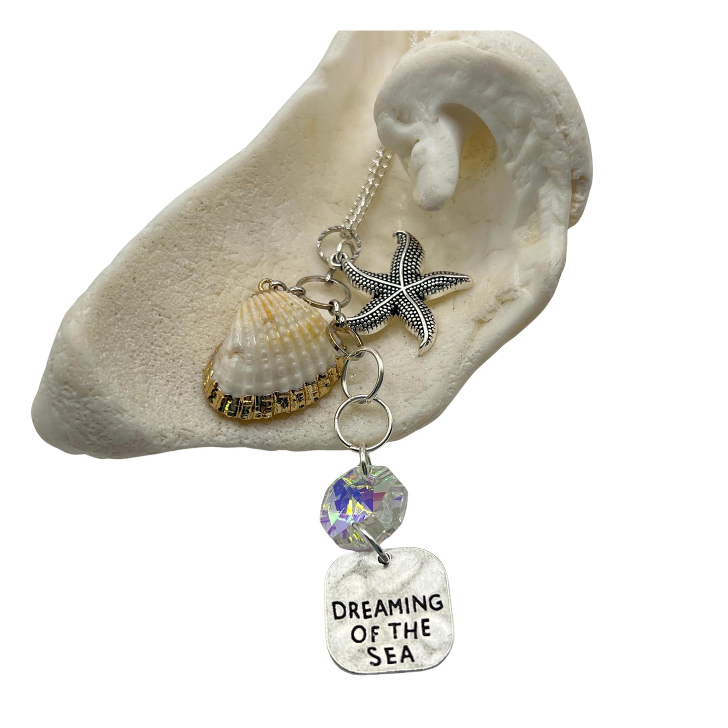 Sea Shell Rearview Mirror Charm, Starfish Beach Quote Suncatcher